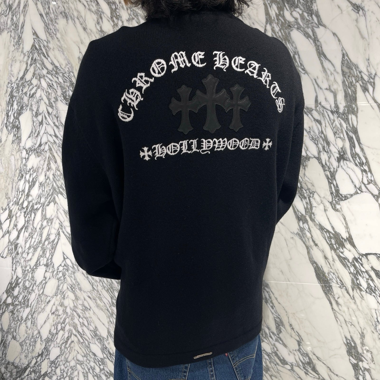 CHROME HEARTS King Taco 3 Cemetery Cross Cashmere Cardigan Size XL