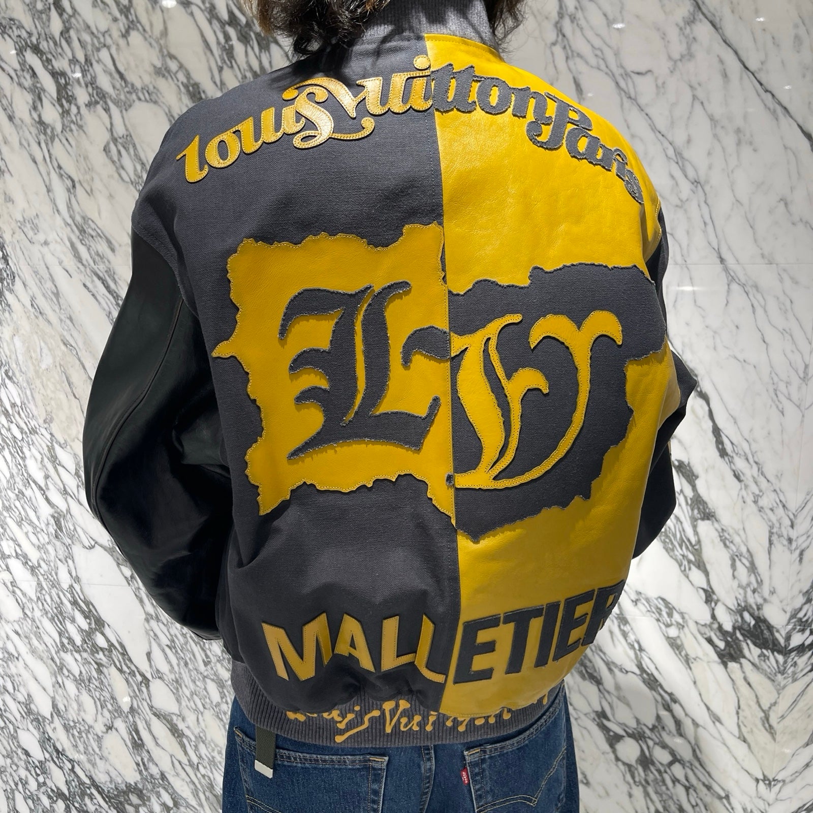 LOUIS VUITTON 2023SS Mixed Canvas Leather Bomber Jacket 1AB98D Size 48