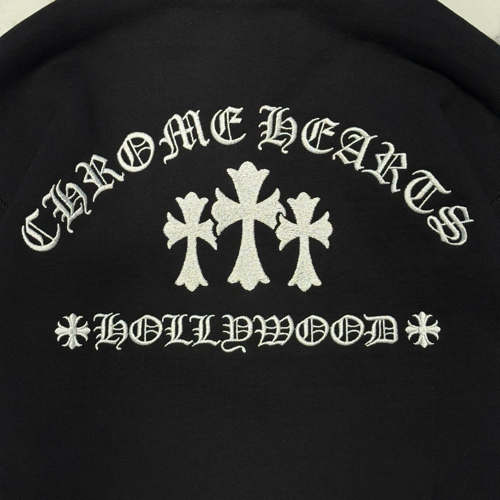 CHROME HEARTS Y NOT King Taco 3 Cemetery Cross Embroidery Half Zip Sweat Shirt Size L クロムハーツ ワイノット キングタコ 3セメタリークロス 刺繍 ハーフジップ スウェットシャツ サイズL