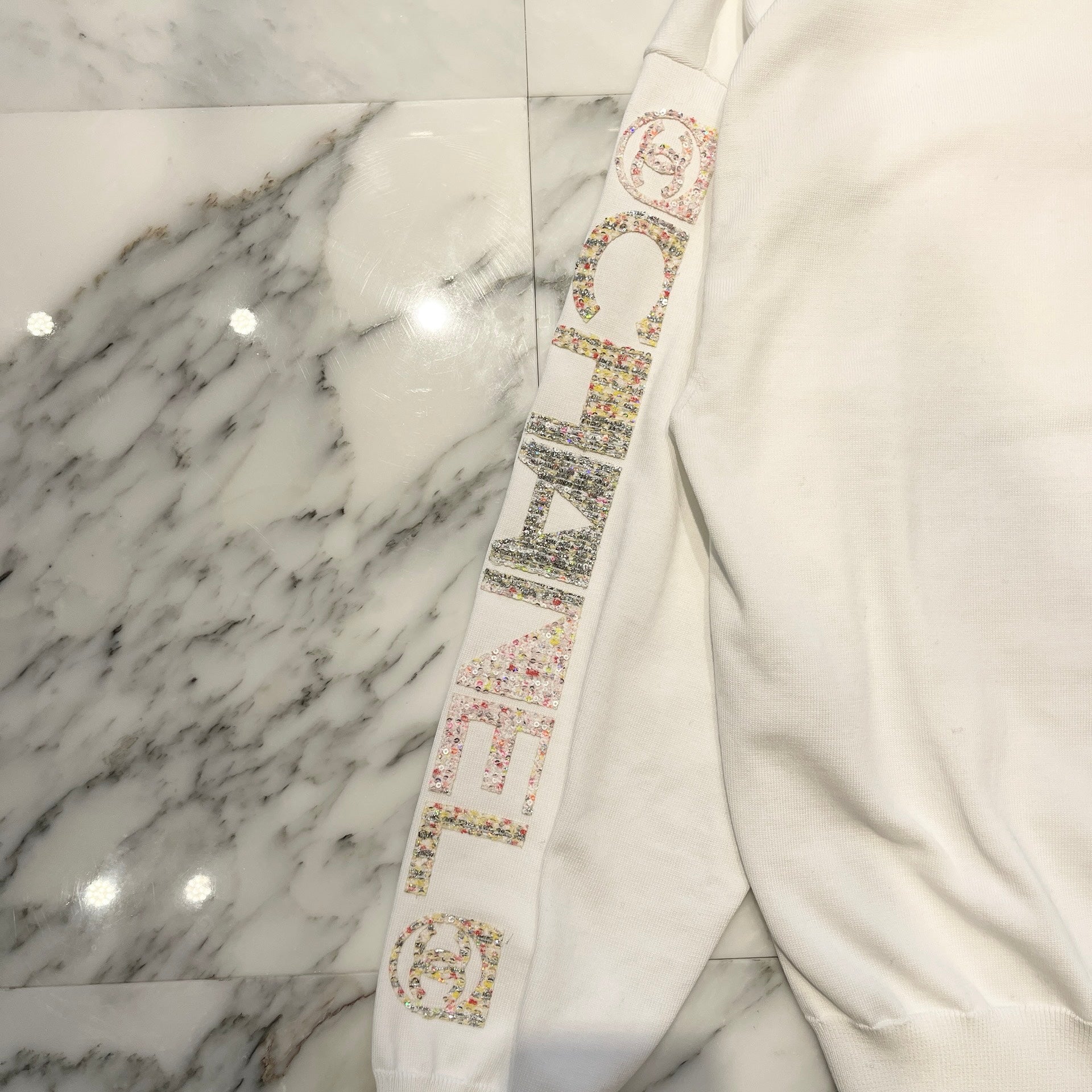 CHANEL 2024SS 24 Cruise Palm Tree Embroidery Sweat Shirt P76585K11137 Size 50