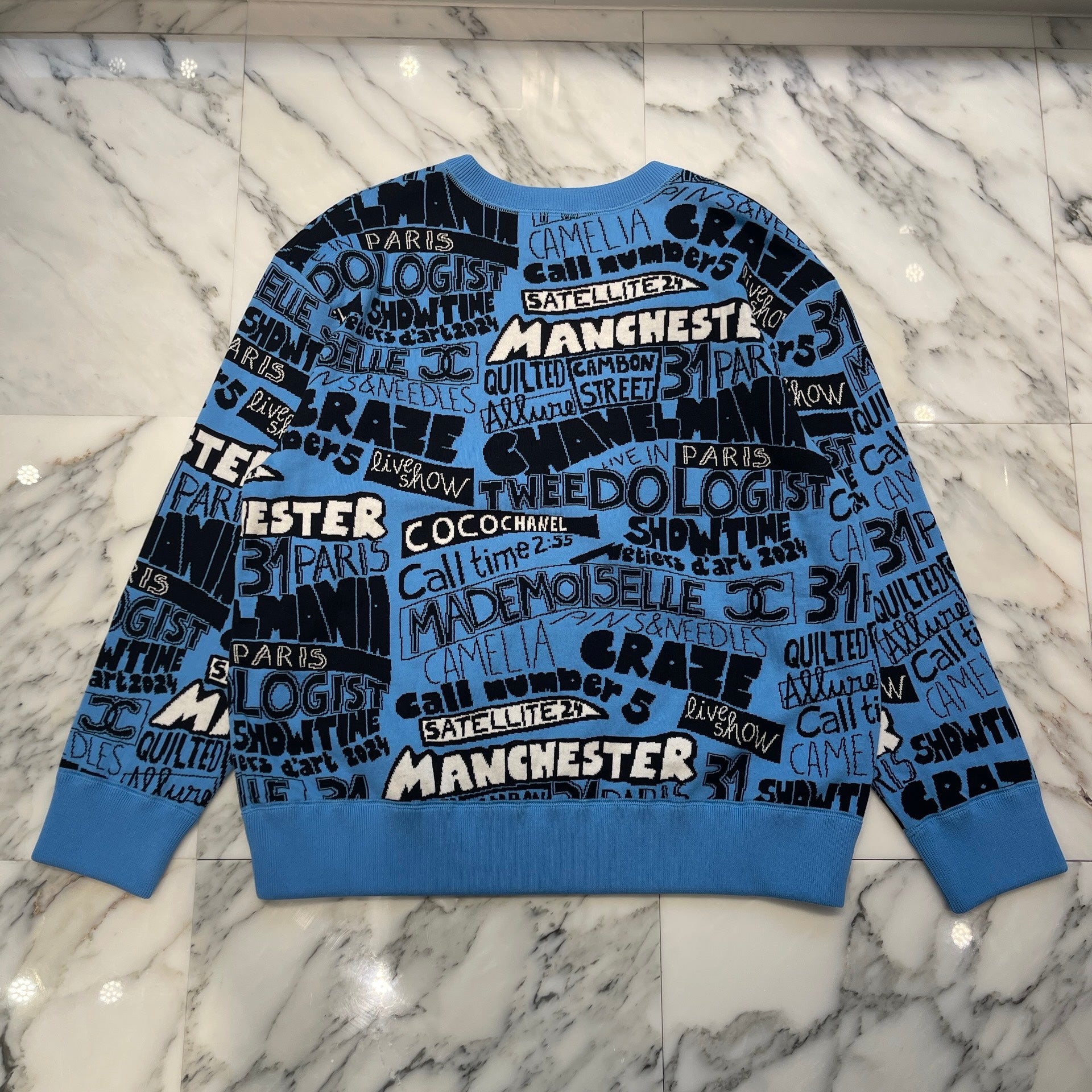 CHANEL 2024SS Multi Logo Print Knit Sweater P77520K11169 Size 50