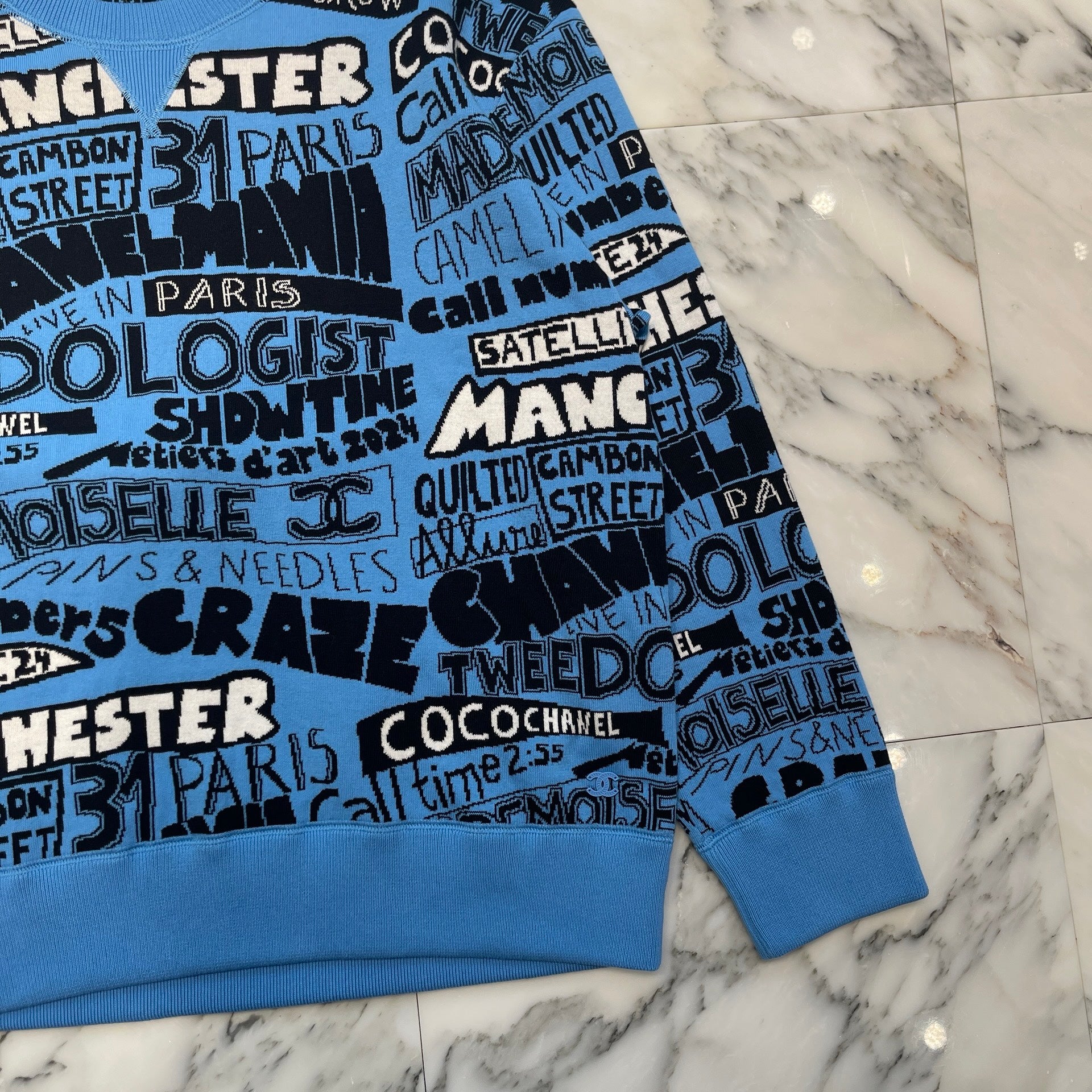 CHANEL 2024SS Multi Logo Print Knit Sweater P77520K11169 Size 50