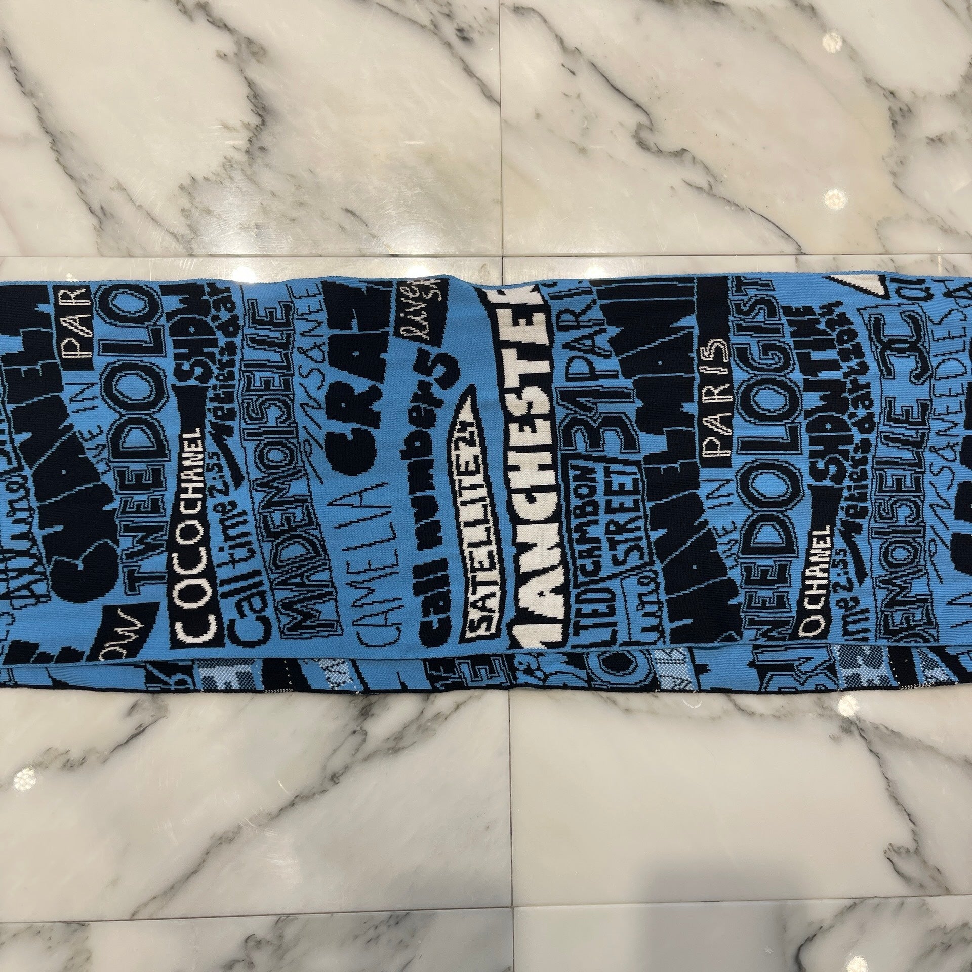 CHANEL 2024SS Multi Logo Print Wool Muffler P77655K11169 Size TU