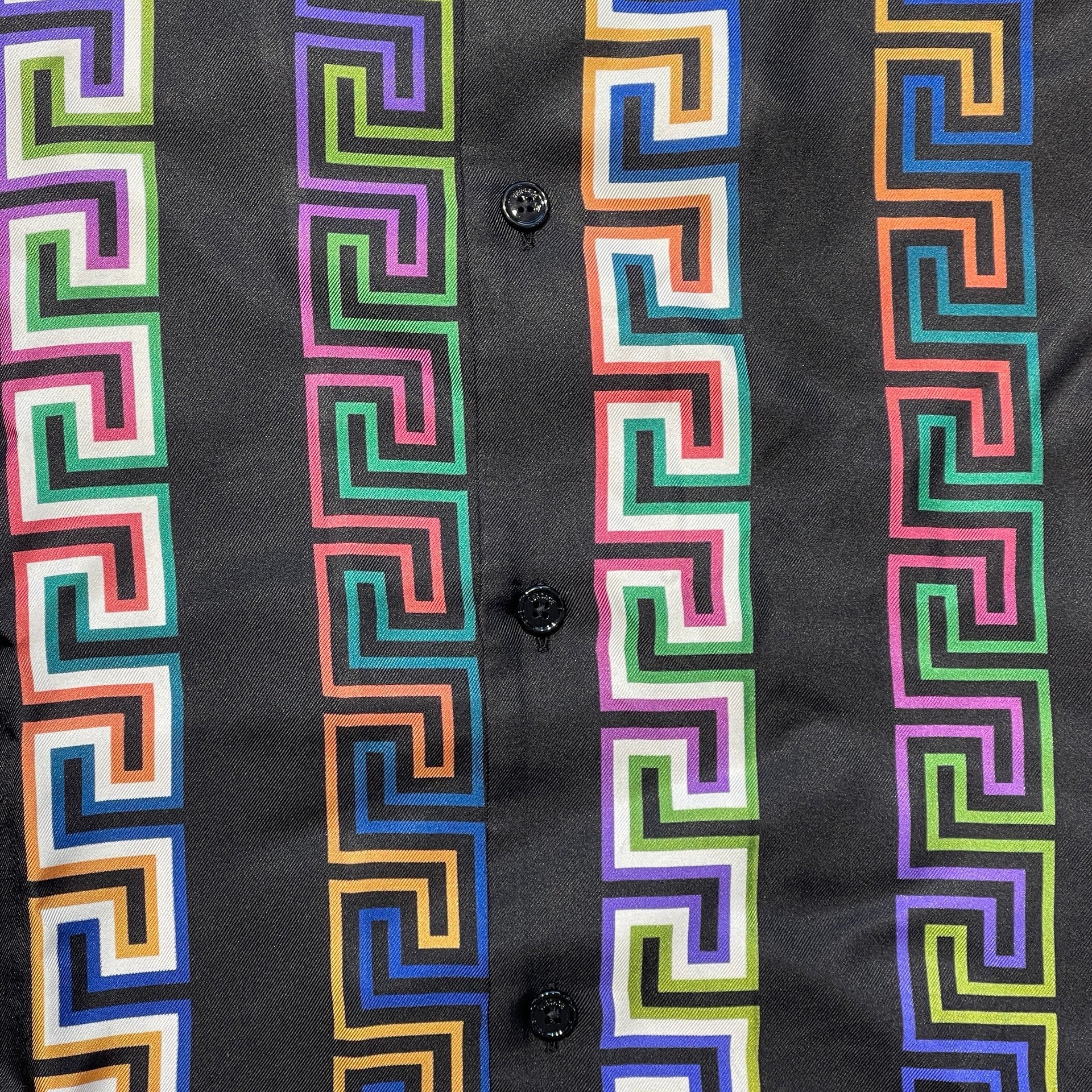 VERSACE Greca Neon Silk Shirt A85919 1A00967 Size 44