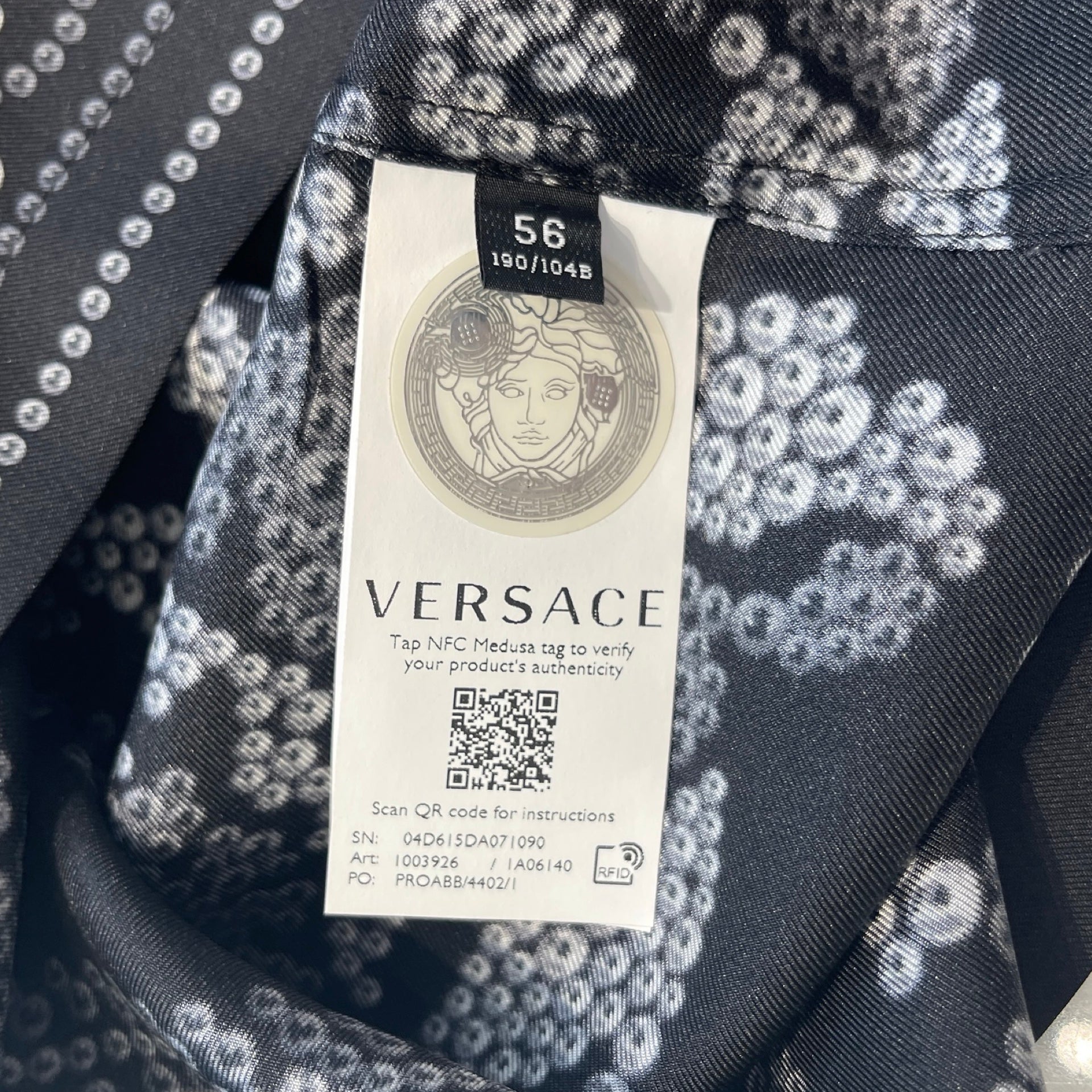 VERSACE 2023SS Repeat Baroque Silk Shirt 1003926 1A06140 Size 56