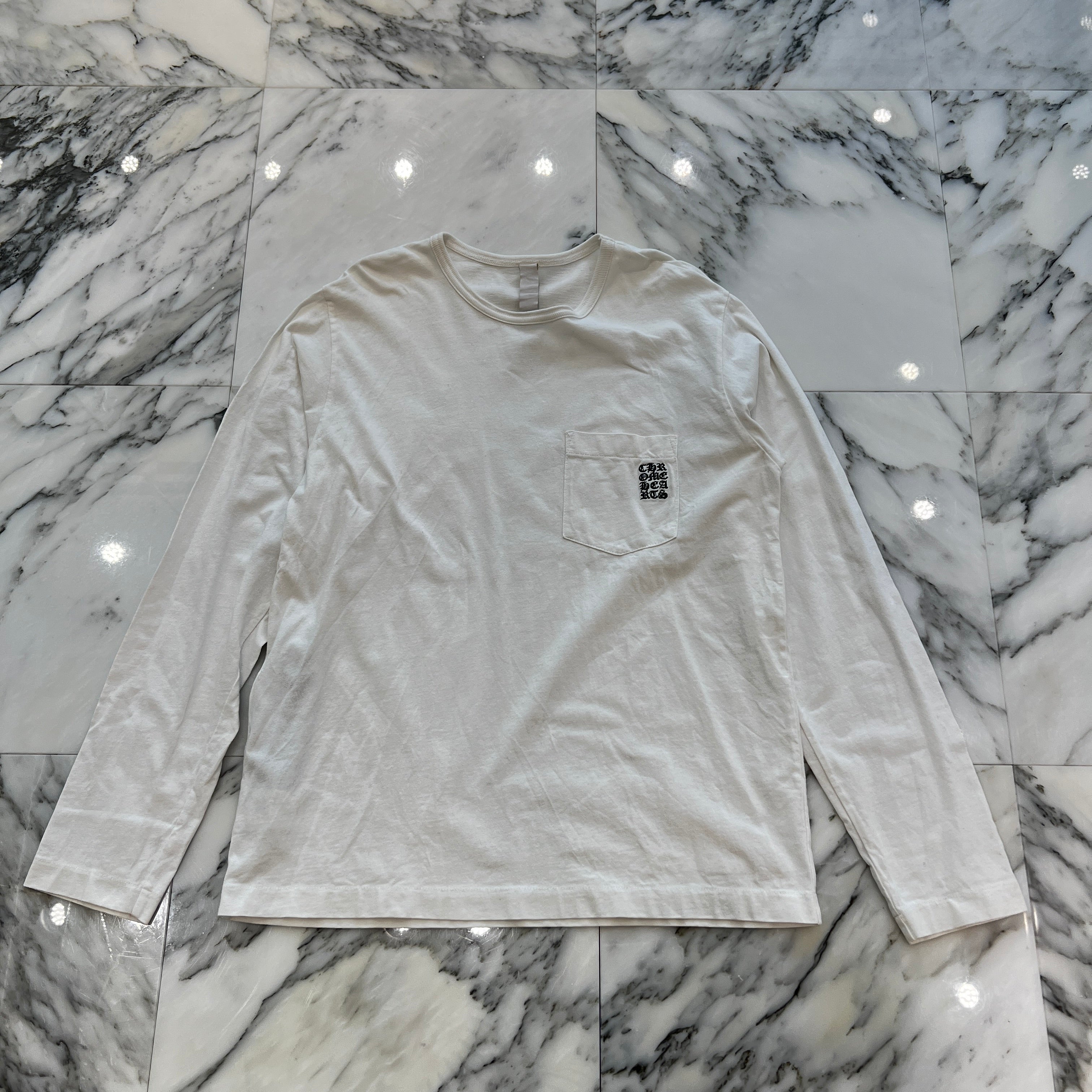 CHROME HEARTS Y NOT Vertical Logo Cross Embroidery Long Sleeve Tee