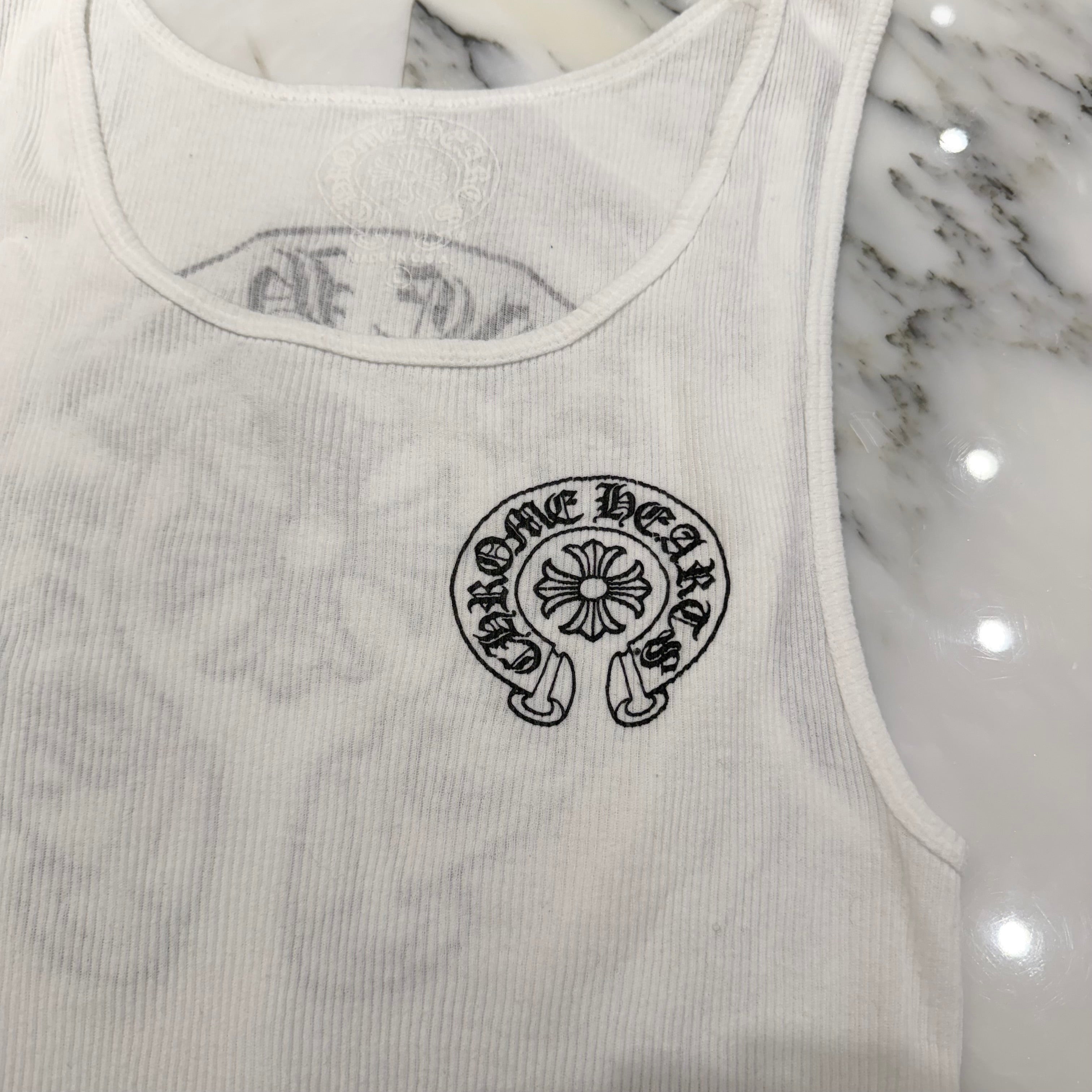 CHROME HEARTS Back Horseshoe Print Tank Top Size L クロムハーツ バックホースシュープリント タンクトップ サイズL
