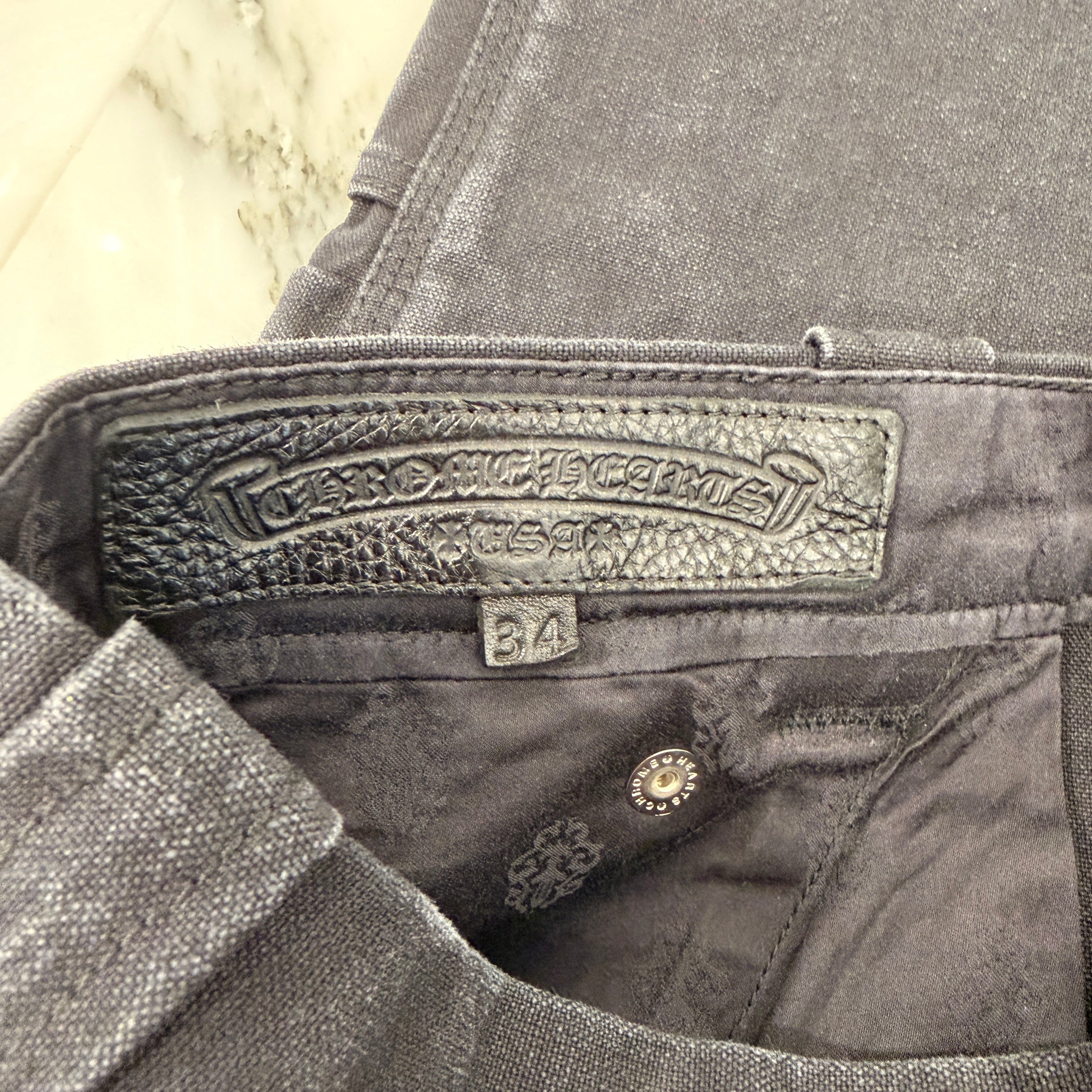 CHROME HEARTS Carpenter Cemetery Cross Patch Denim Shorts Size 34 クロムハーツ カーペンター セメタリークロスパッチ デニムショーツ サイズ34