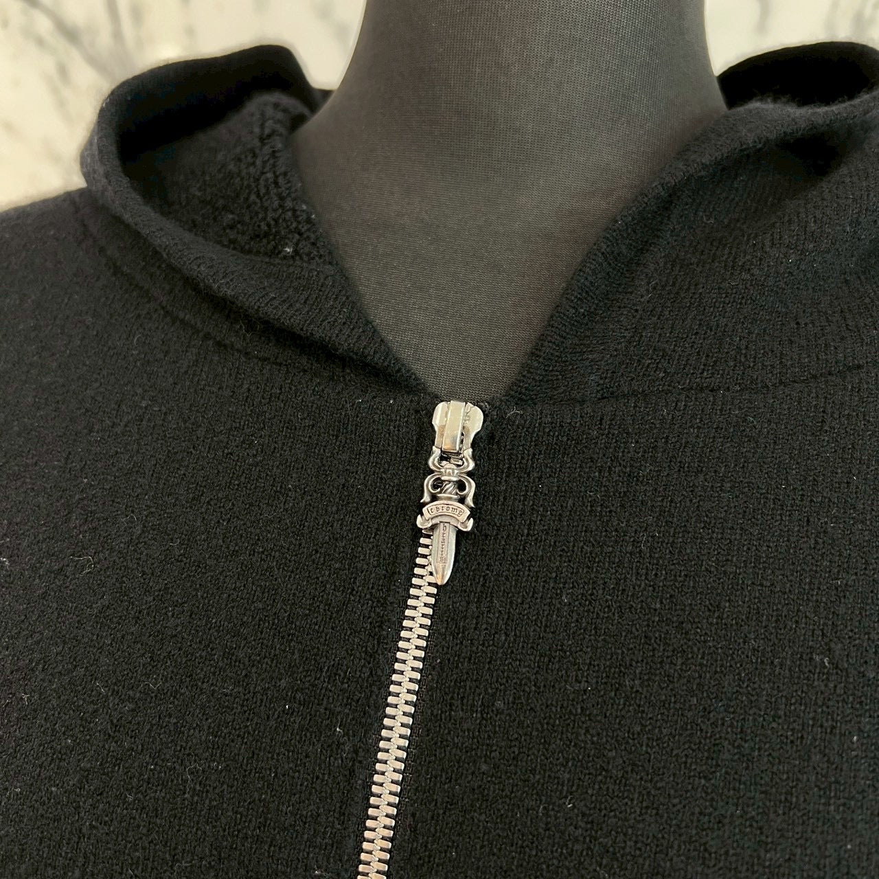 CHROME HEARTS Y NOT Arm Logo Cashmere Knit Zip Up Hoodie Size M クロムハーツ ワイノット アームロゴ カシミヤジップアップフーディ サイズM