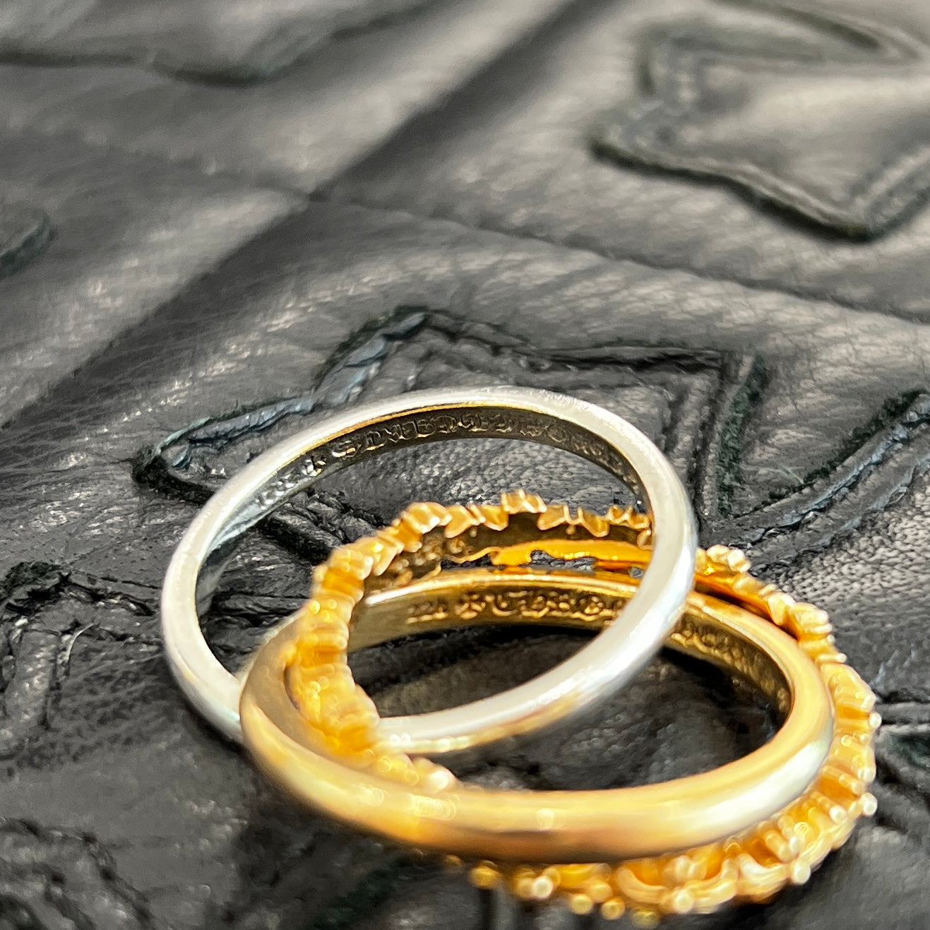 CHROME HEARTS 22K / SILVER 925 TINY E CH PLS BAND TRPL Combination Ring Size 17号 クロムハーツ タイニーE CHプラス バンド トリプルコンビ リング サイズ17号