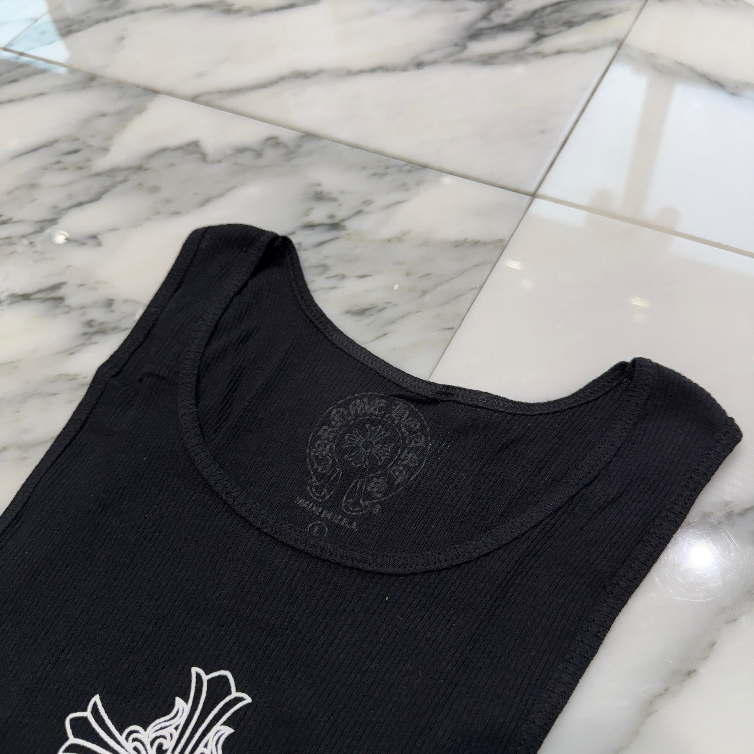 CHROME HEARTS Hairy Cross Rib Tank Top Size S クロムハーツ ヘイリークロス リブ タンクトップ サイズS