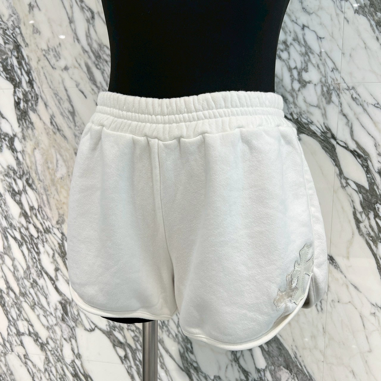 CHROME HEARTS Y NOT Cross Leather Patch Sweat Shorts Size S クロムハーツ ワイノット クロスレザーパッチ スウェットショーツ サイズS