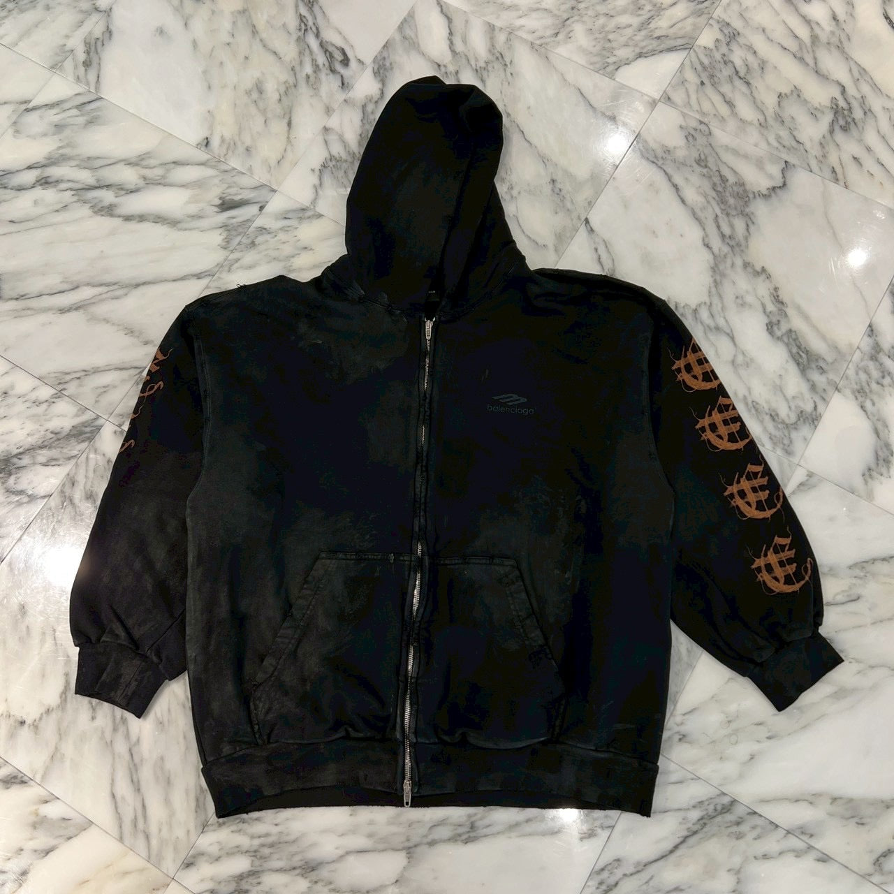 BALENCIAGA 2023AW Heavy Metal Logo Zip Up Hoodie 744454