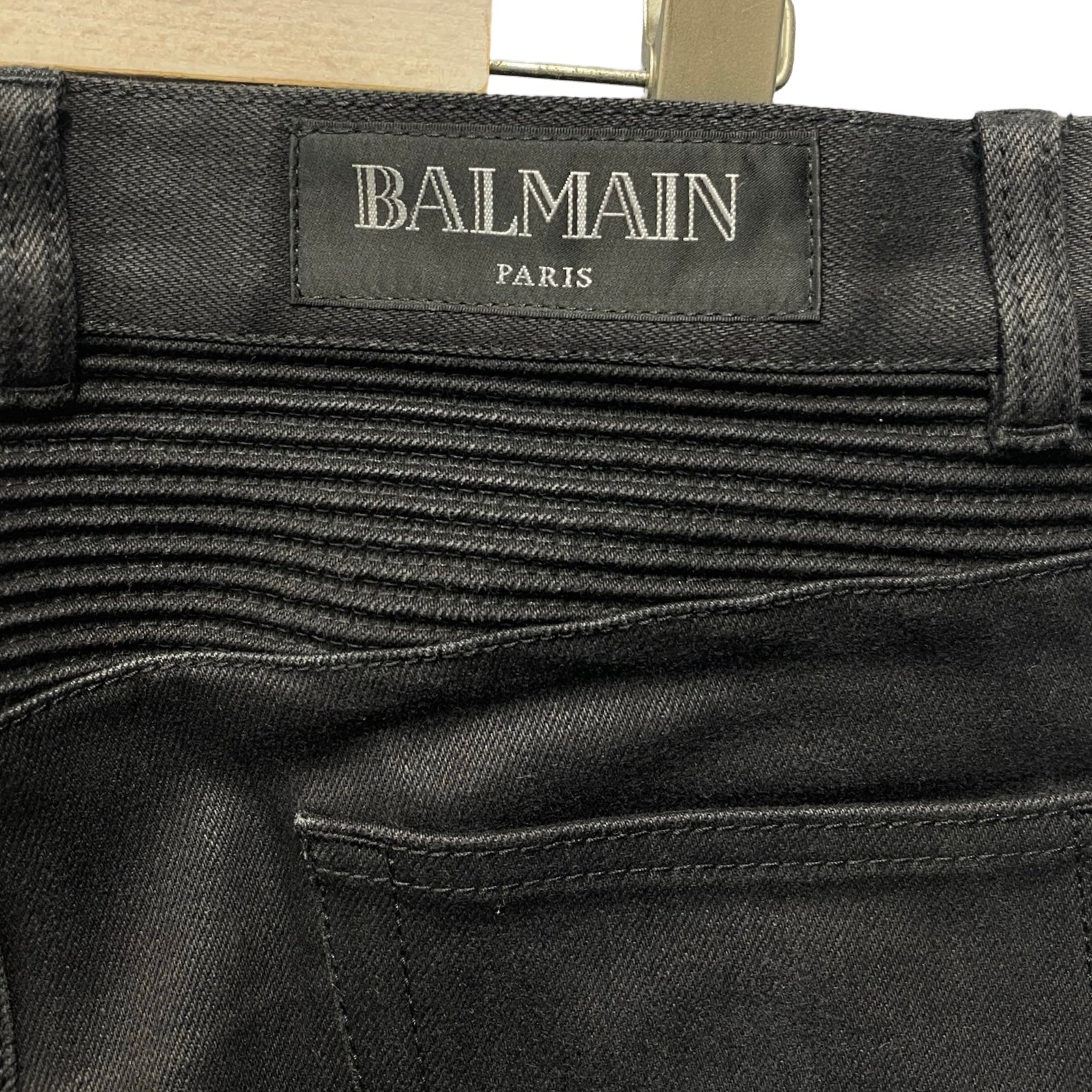 BALMAIN Biker Rigid Denim Pants POHT551D204 Size 32