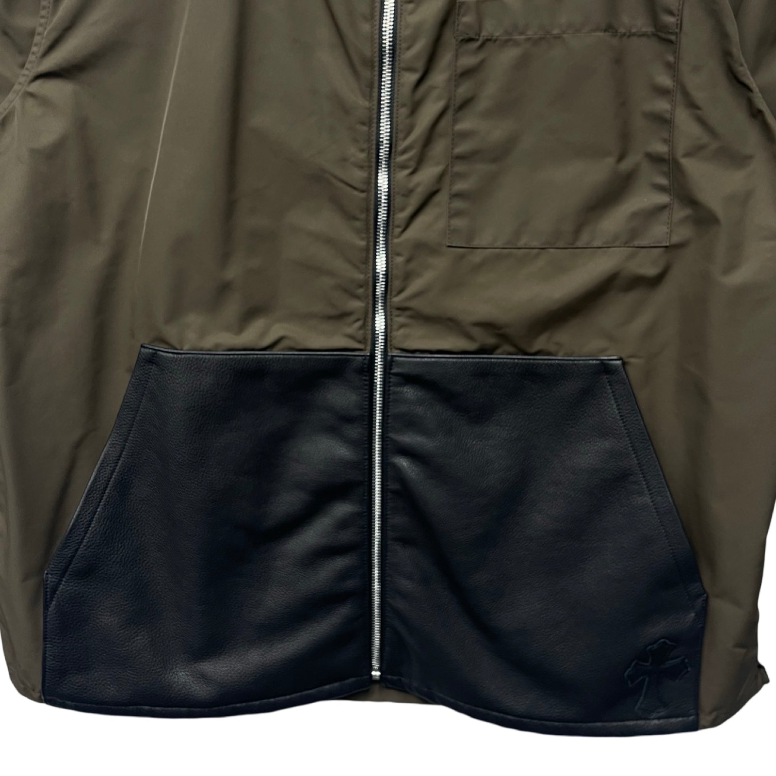 CHROME HEARTS Y NOT Nylon Leather Zip Up Short Sleeve Jacket Size L