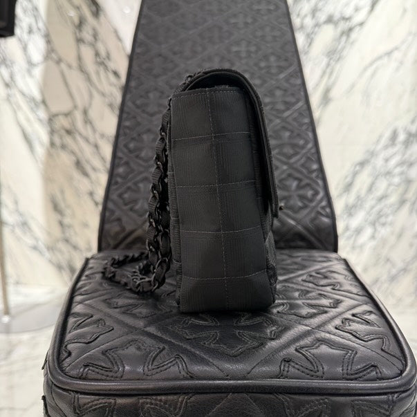 CHANEL Vintage New Travel Line All Black Chain Shoulder Bag