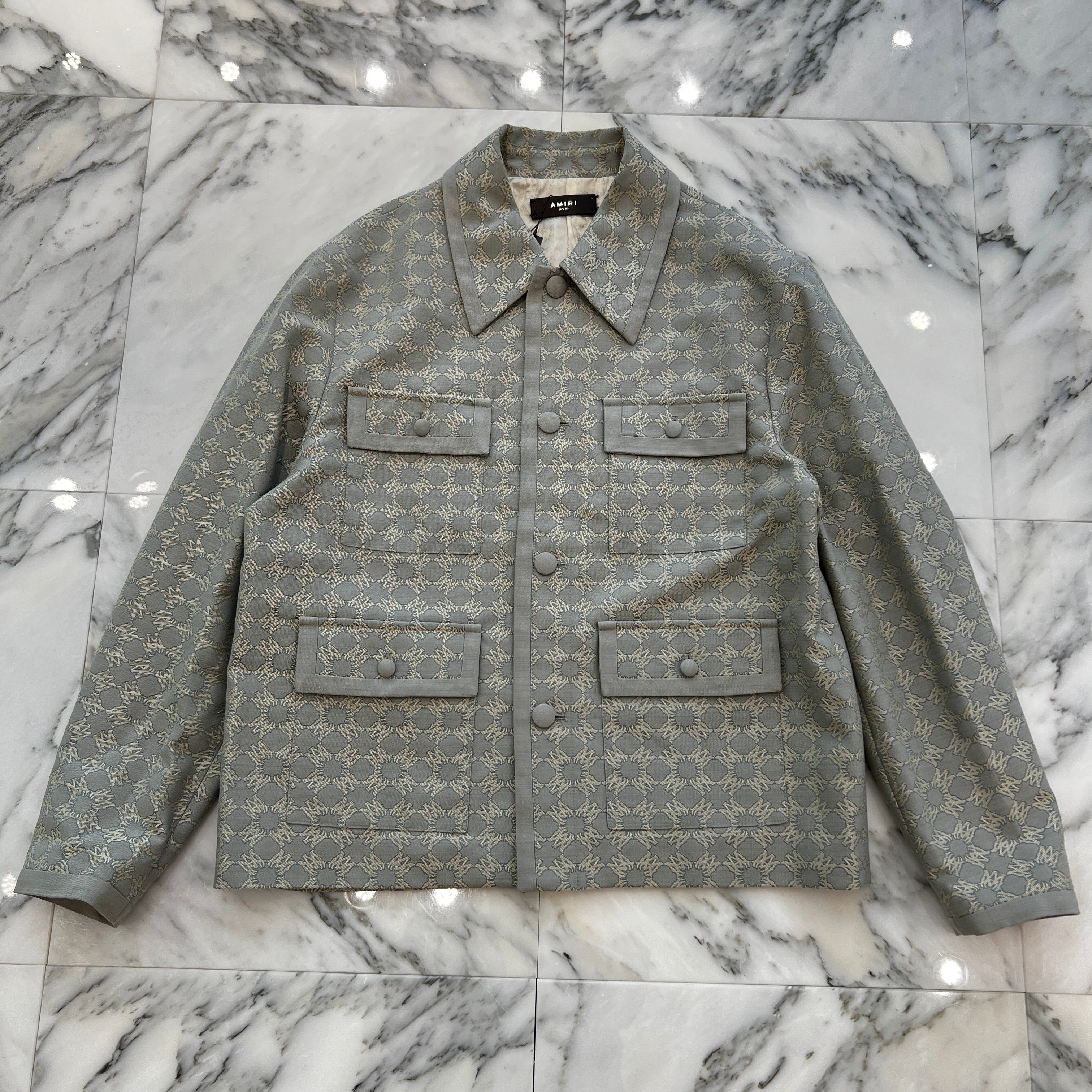 AMIRI 2025SS Monogram Print Buttoned Jacket AMOUBN1072 Size 50 アミリ モノグラム プリント ボタン ジャケット サイズ50