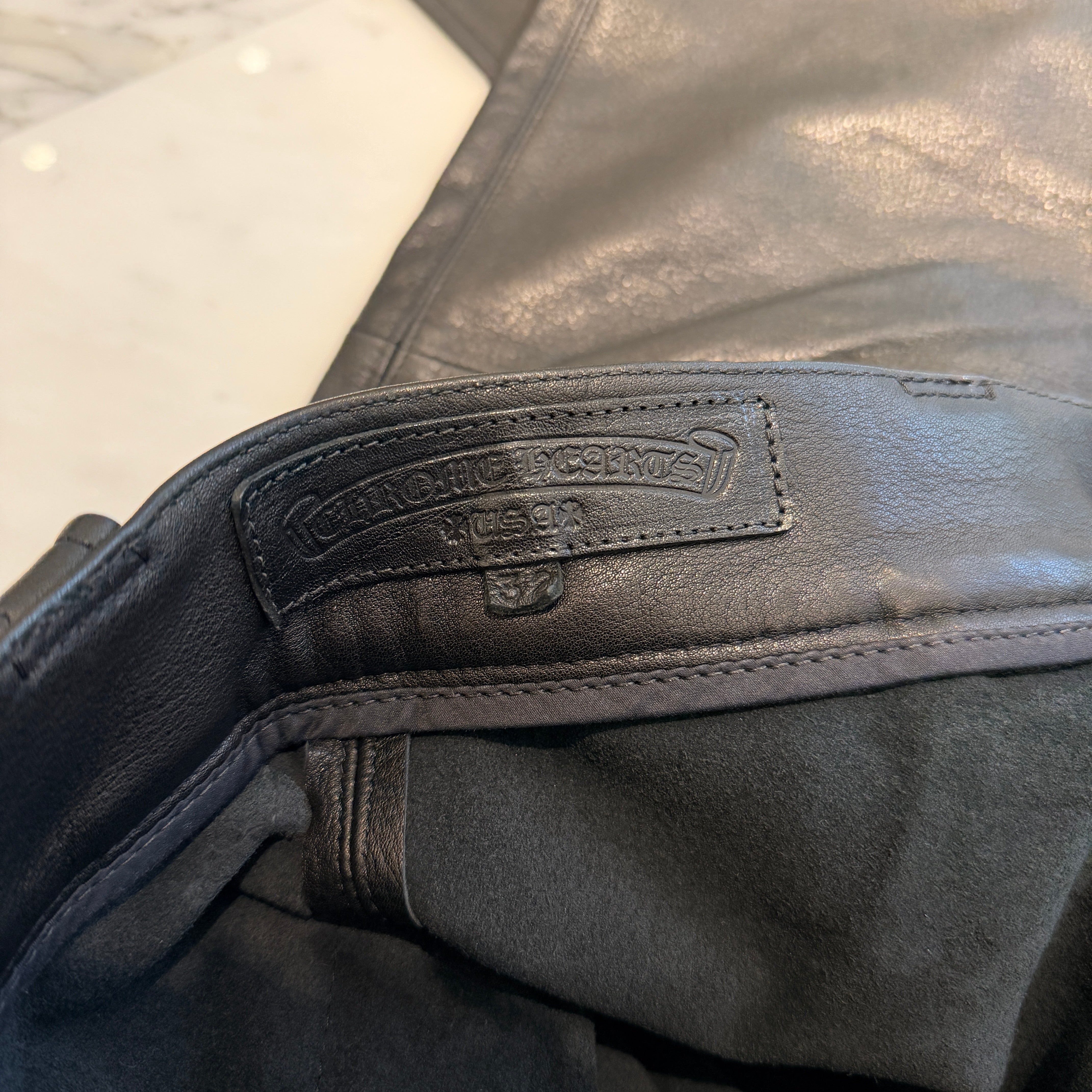CHROME HEARTS Cross Ball Button Leather Cargo Pants Size 32 クロムハーツ クロスボールボタン レザー カーゴパンツ サイズ32