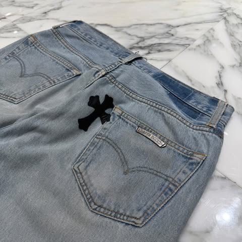 CHROME HEARTS × GALLERY DEPT. VNTG Body Cross Leather Patch Denim Pants クロムハーツ × ギャラリーデプト ヴィンテージ ボディ クロスレザーパッチ デニムパンツ