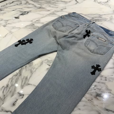 CHROME HEARTS × GALLERY DEPT. VNTG Body Cross Leather Patch Denim Pants クロムハーツ × ギャラリーデプト ヴィンテージ ボディ クロスレザーパッチ デニムパンツ