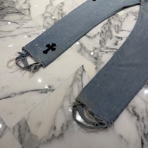 CHROME HEARTS × GALLERY DEPT. VNTG Body Cross Leather Patch Denim Pants クロムハーツ × ギャラリーデプト ヴィンテージ ボディ クロスレザーパッチ デニムパンツ