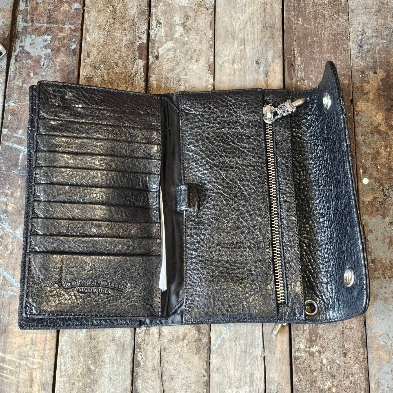 CHROME HEARTS Cemetery Cross Leather Patch Wave Cross Ball Wallet クロムハーツ セメタリークロス レザーパッチ ウェーブクロスボール ウォレット