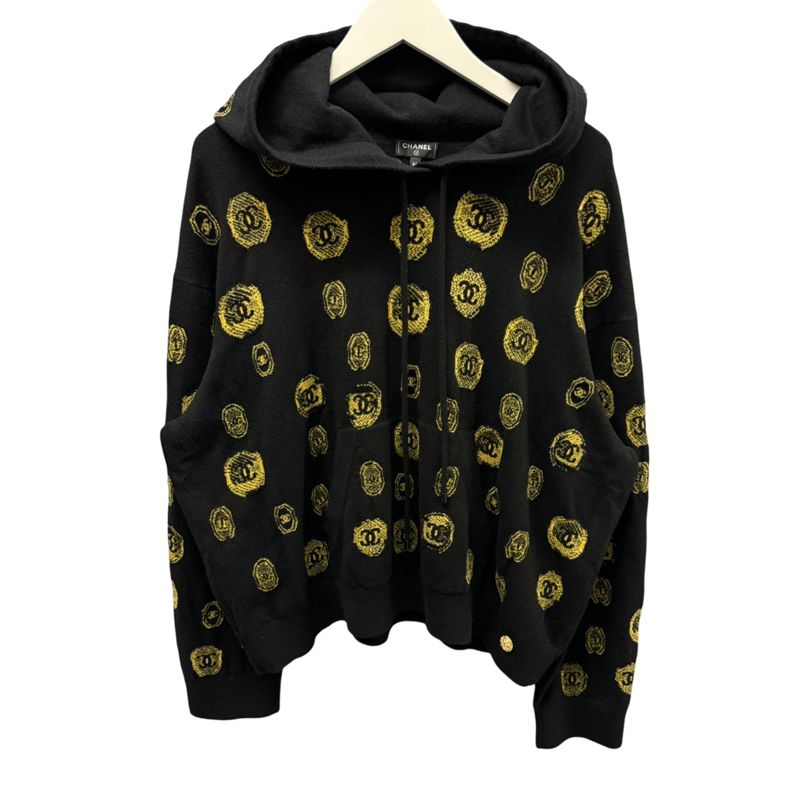 CHANEL 2022SS COCO Ｍark Cashmere Knit Pullover Hoodie P70993K10160 Size 46