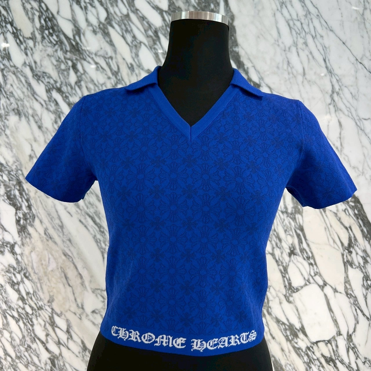 CHROME HEARTS Y NOT V-Neck Rayon Polo Shirt Size XS クロムハーツ ワイノット Vネック レーヨン ポロシャツ サイズXS