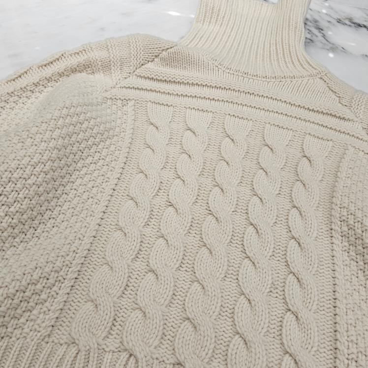 セリーヌ　ハイネック　ケーブルニット CELINE 2021AW Turtleneck Cropped Cable Knit Sweater 2A92P3290 Size