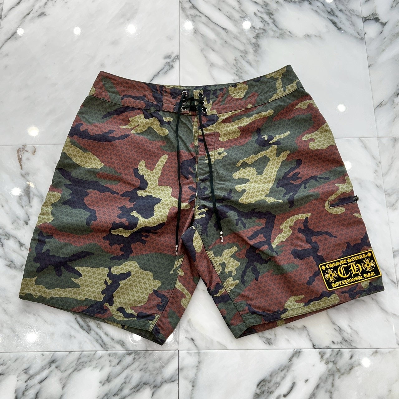 CHROME HEARTS SURF BRITCHES CH PLUS Camouflage Nylon Swim Shorts Size 34 クロムハーツ サーフ ブリーチズ CHプラス カモフラージュ ナイロン スイムショーツ サイズ34