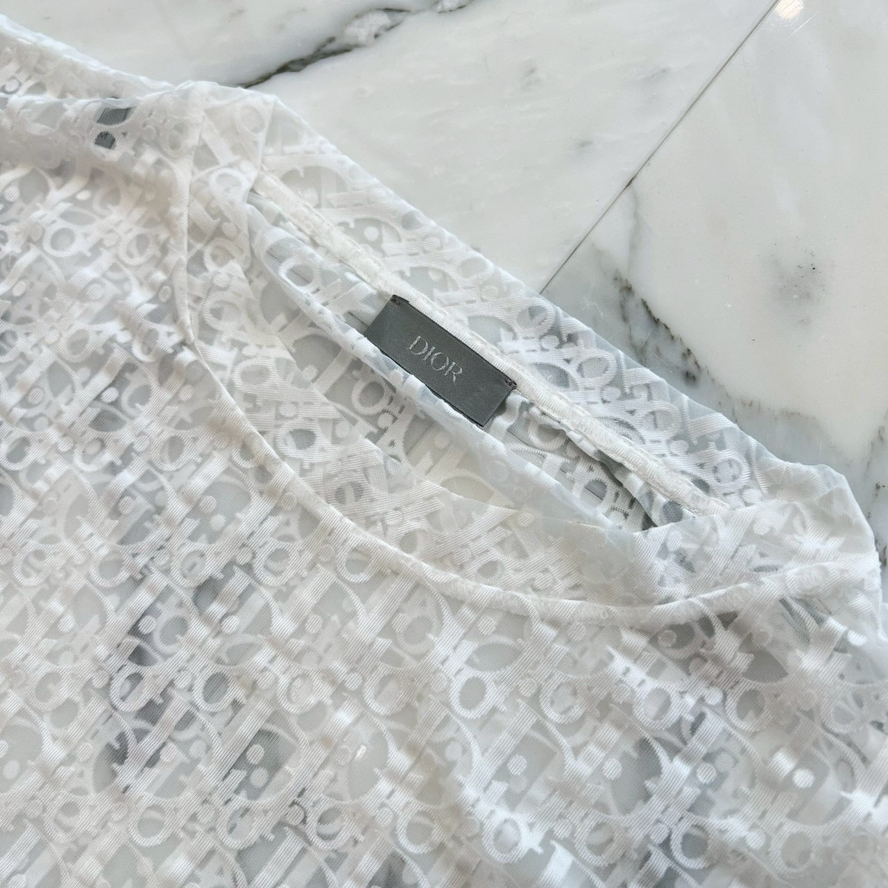 DIOR(ディオール) オブリーク 総柄 シースルー ガーゼ ニット