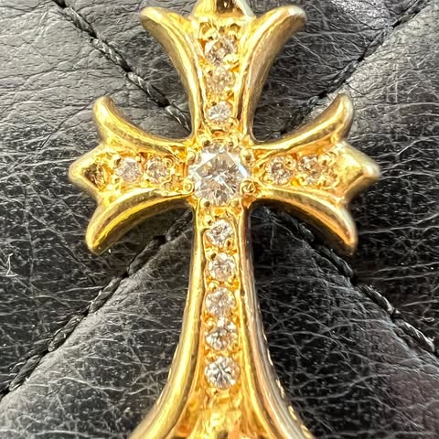 CHROME HEARTS 22K Tiny Fat Cross Pave Diamond Pendant Top クロムハーツ 22K タイニーファットクロス パヴェダイヤモンド ペンダントトップ