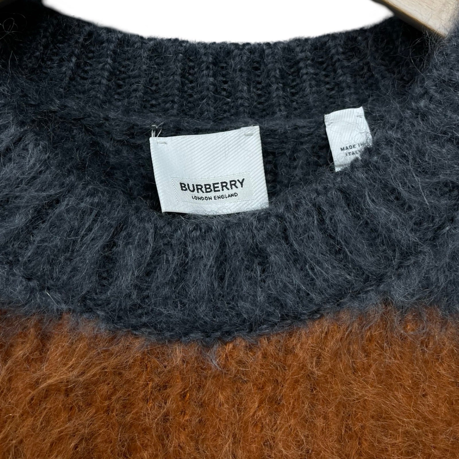 BURBERRY 2021SS Striped Inter Sher Nit Mohair Loose Silk Sweater 8037217 Size S