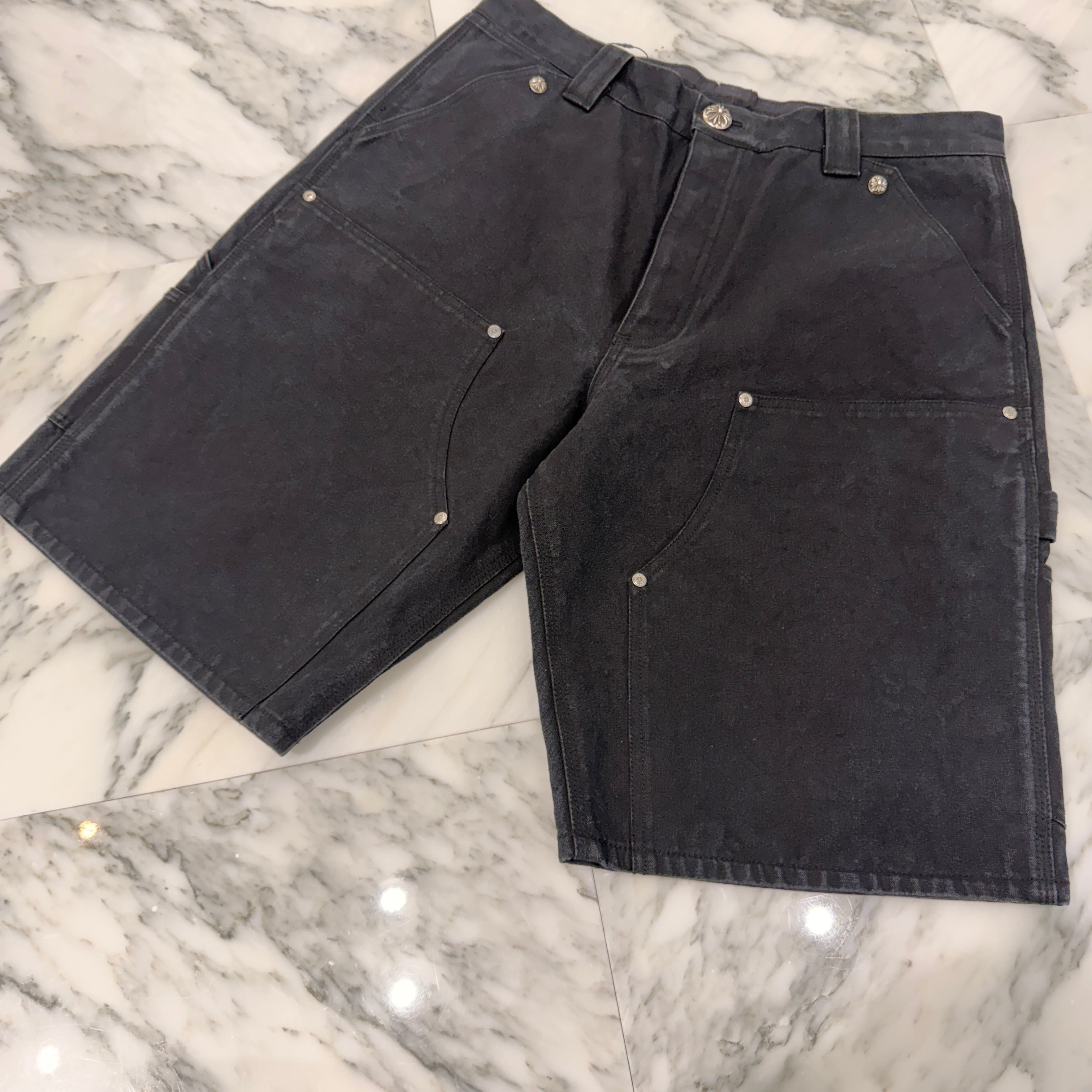 CHROME HEARTS Carpenter Cemetery Cross Patch Denim Shorts Size 34 クロムハーツ カーペンター セメタリークロスパッチ デニムショーツ サイズ34