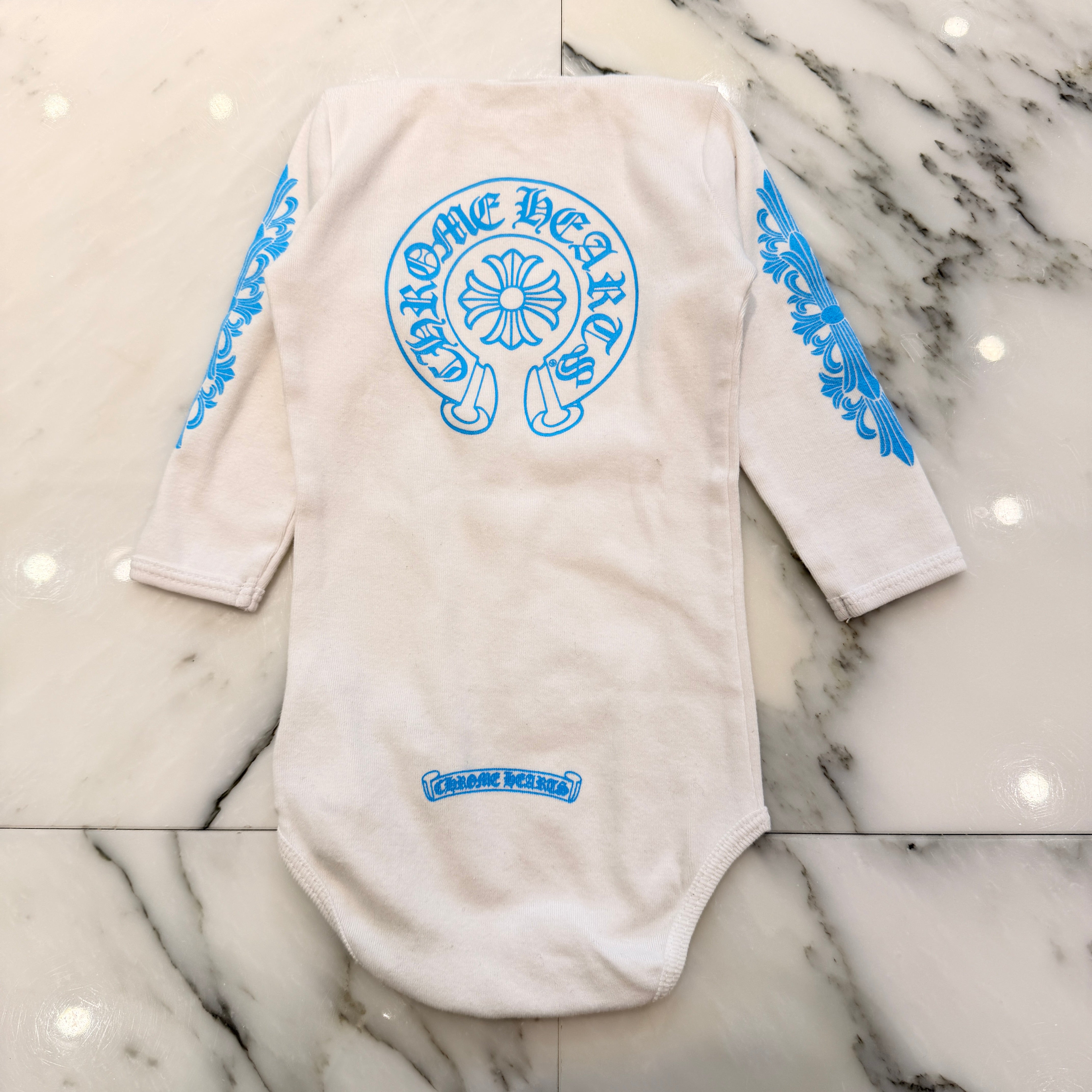 CHROME HEARTS Floral Cross Horseshoe Long Sleeve Rompers Size 12months クロムハーツ フローラルクロス ホースシュー長袖ロンパース サイズ12months