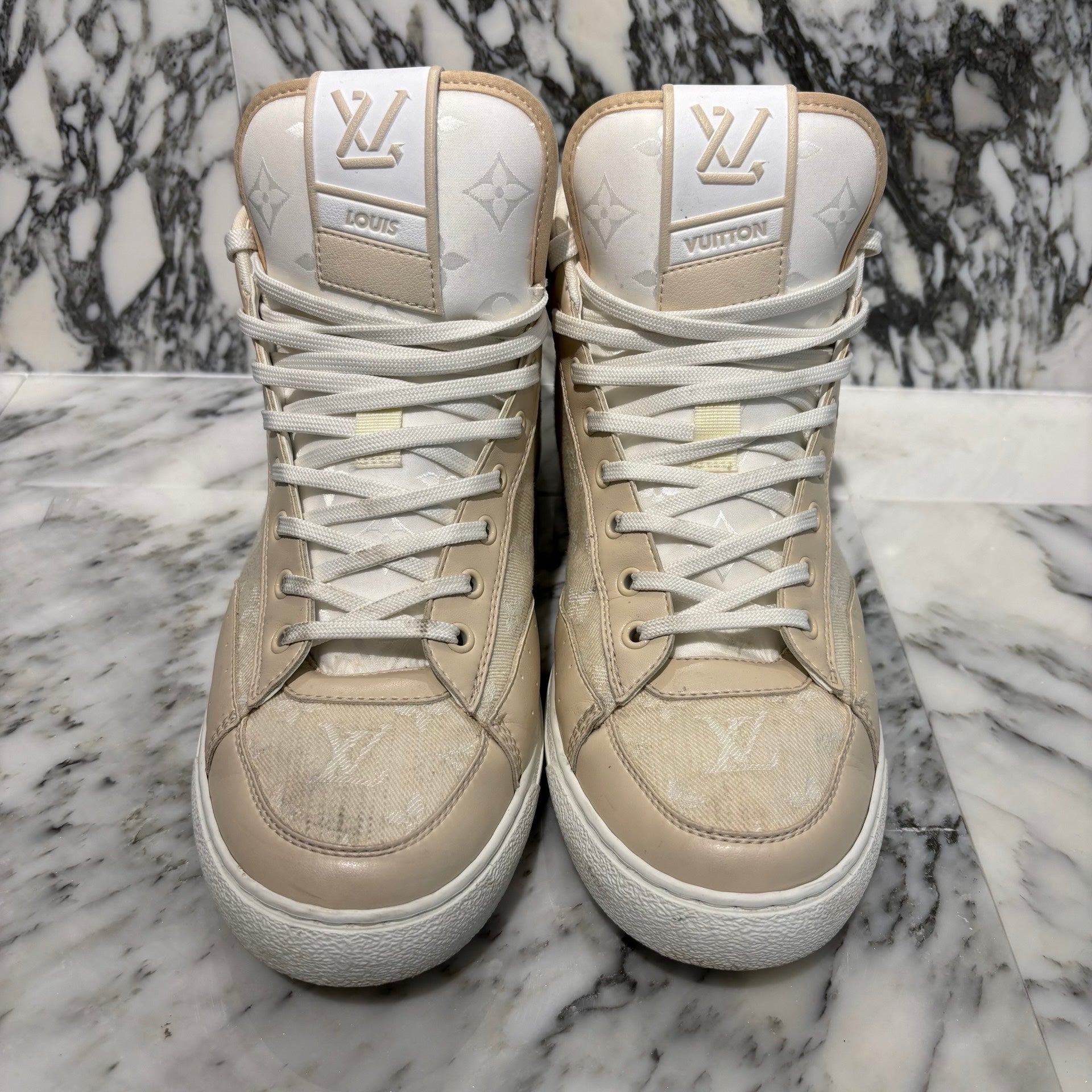 LOUIS VUITTON 2023SS Charlie Line Monogram Denim High Cut Sneakers 1AARCR Size 9(27.5cm) ルイヴィトン チャーリーライン モノグラム デニム ハイカットスニーカー サイズ9(27.5cm)