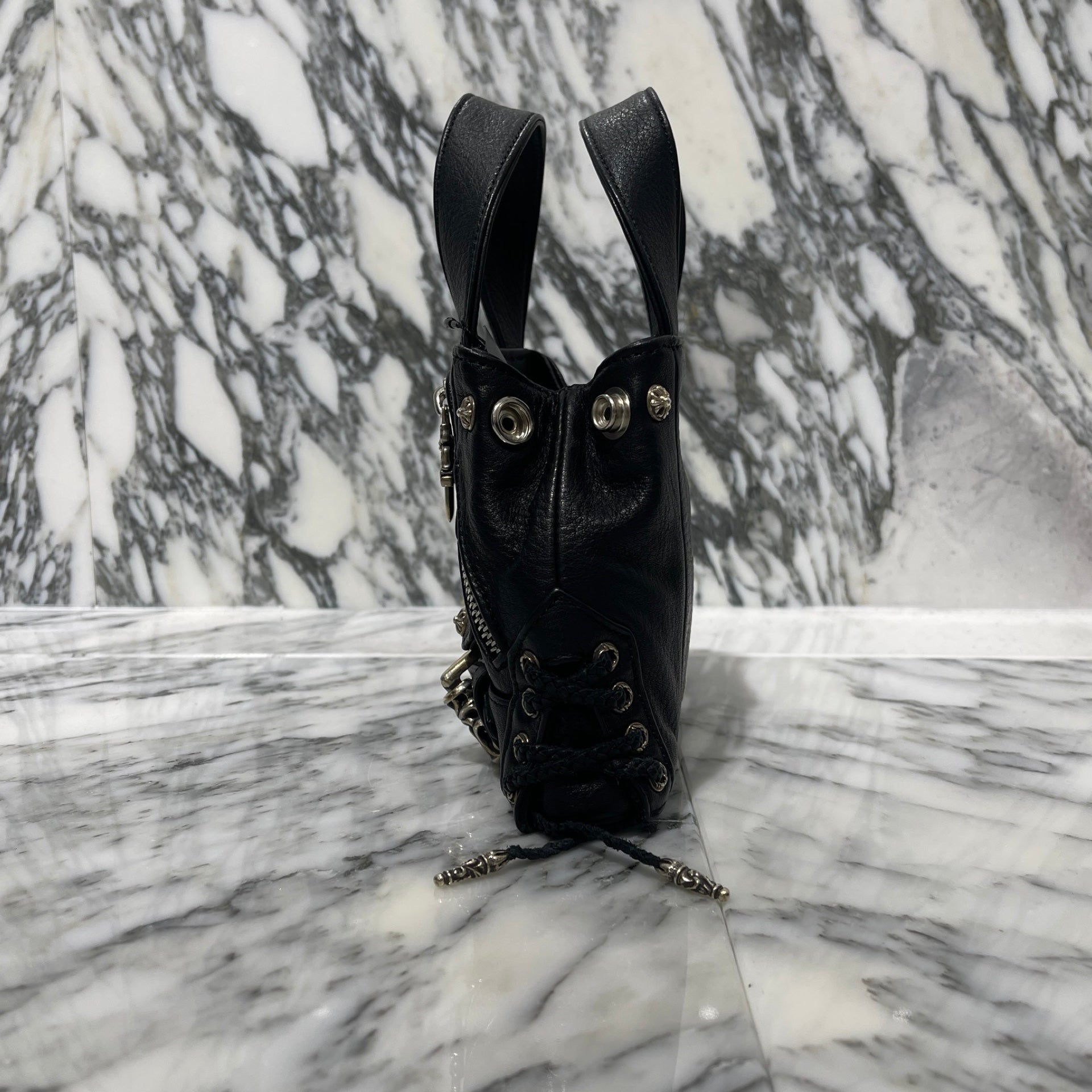 CHROME HEARTS JJ Dean Mini Leather Riders Hand Bag クロムハーツ JJ ディーン ミニレザー ライダース ハンドバッグ