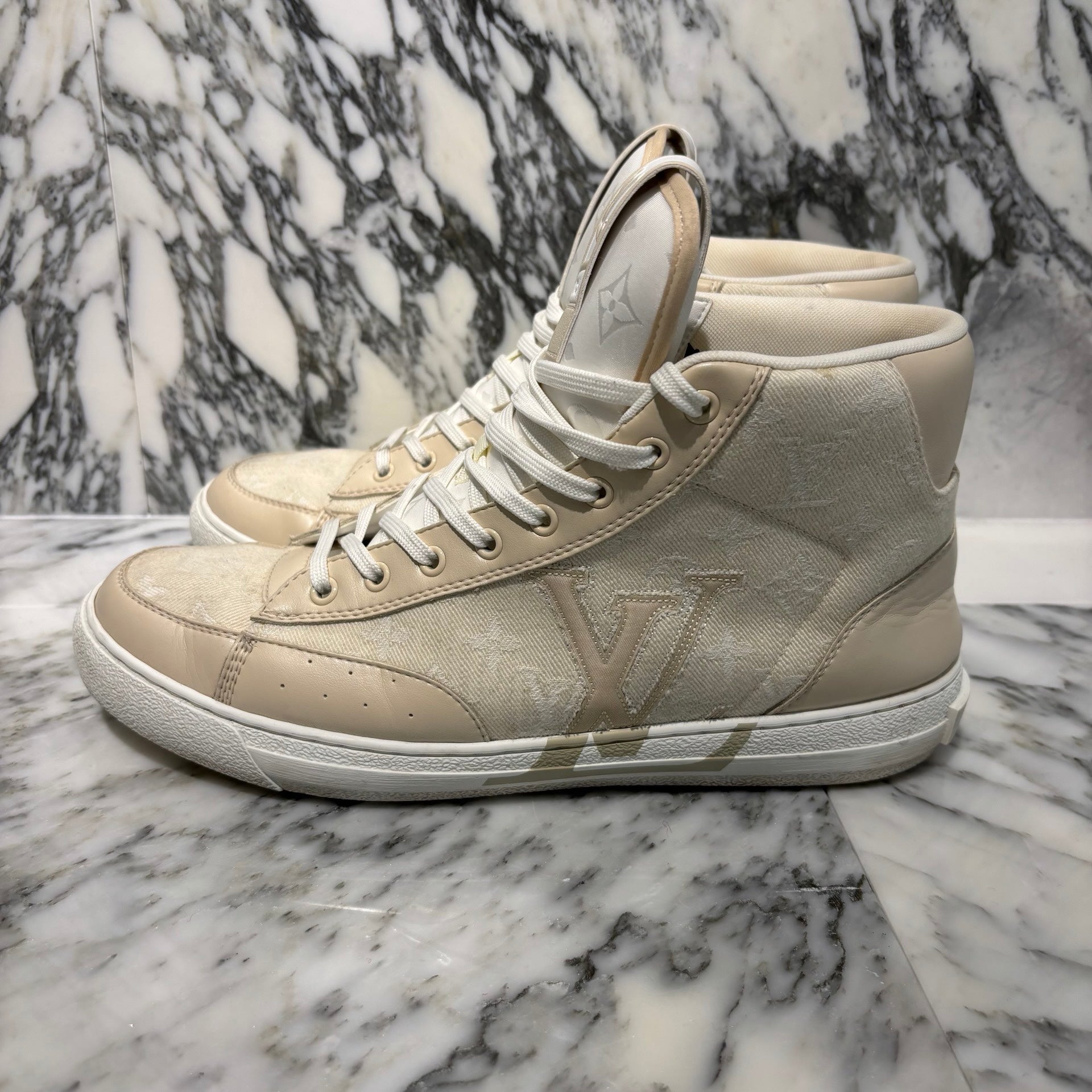 LOUIS VUITTON 2023SS Charlie Line Monogram Denim High Cut Sneakers 1AARCR Size 9(27.5cm) ルイヴィトン チャーリーライン モノグラム デニム ハイカットスニーカー サイズ9(27.5cm)