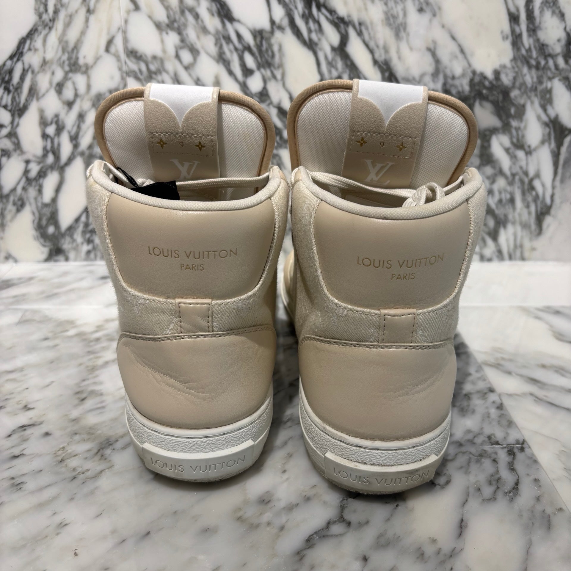 LOUIS VUITTON 2023SS Charlie Line Monogram Denim High Cut Sneakers 1AARCR Size 9(27.5cm) ルイヴィトン チャーリーライン モノグラム デニム ハイカットスニーカー サイズ9(27.5cm)