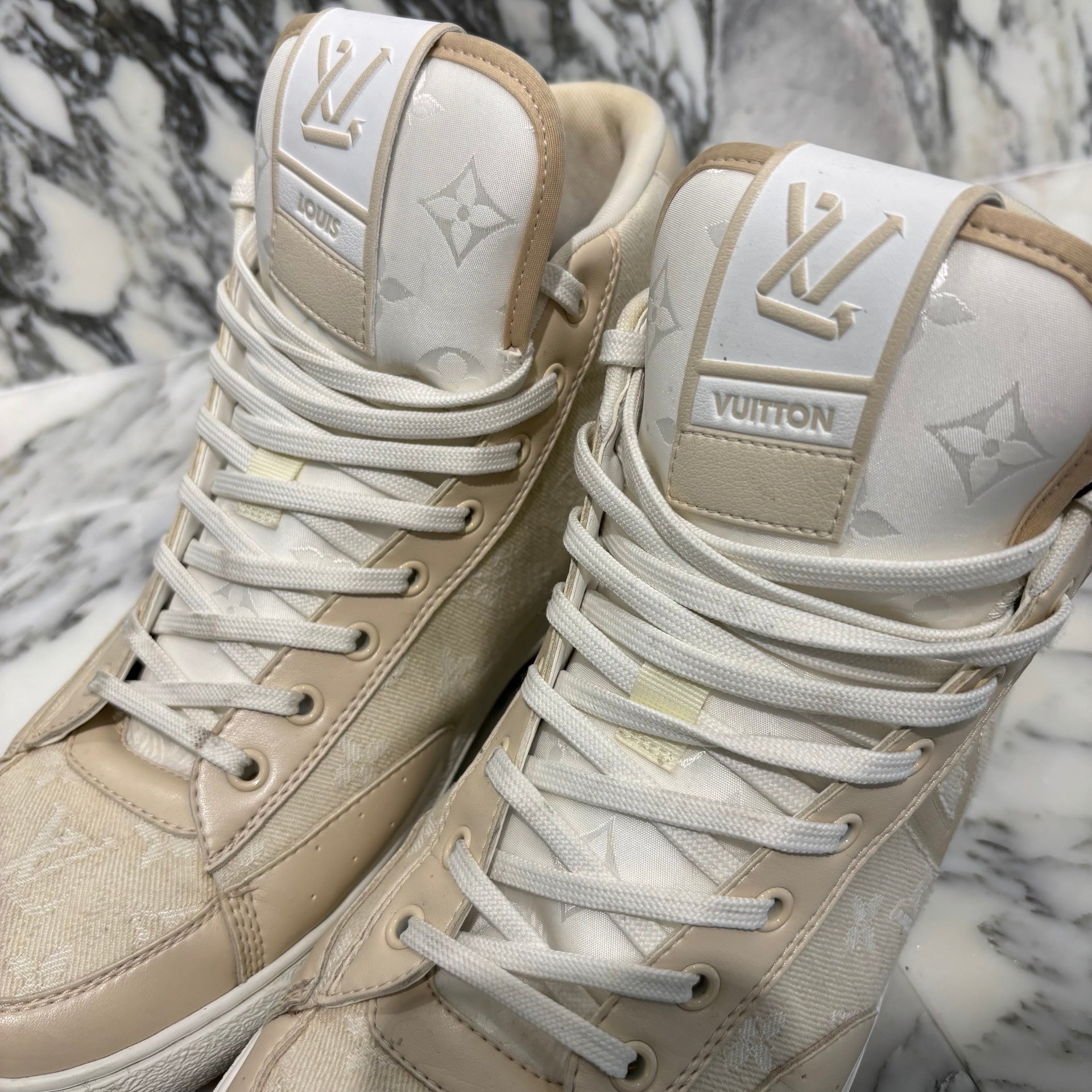 LOUIS VUITTON 2023SS Charlie Line Monogram Denim High Cut Sneakers 1AARCR Size 9(27.5cm) ルイヴィトン チャーリーライン モノグラム デニム ハイカットスニーカー サイズ9(27.5cm)