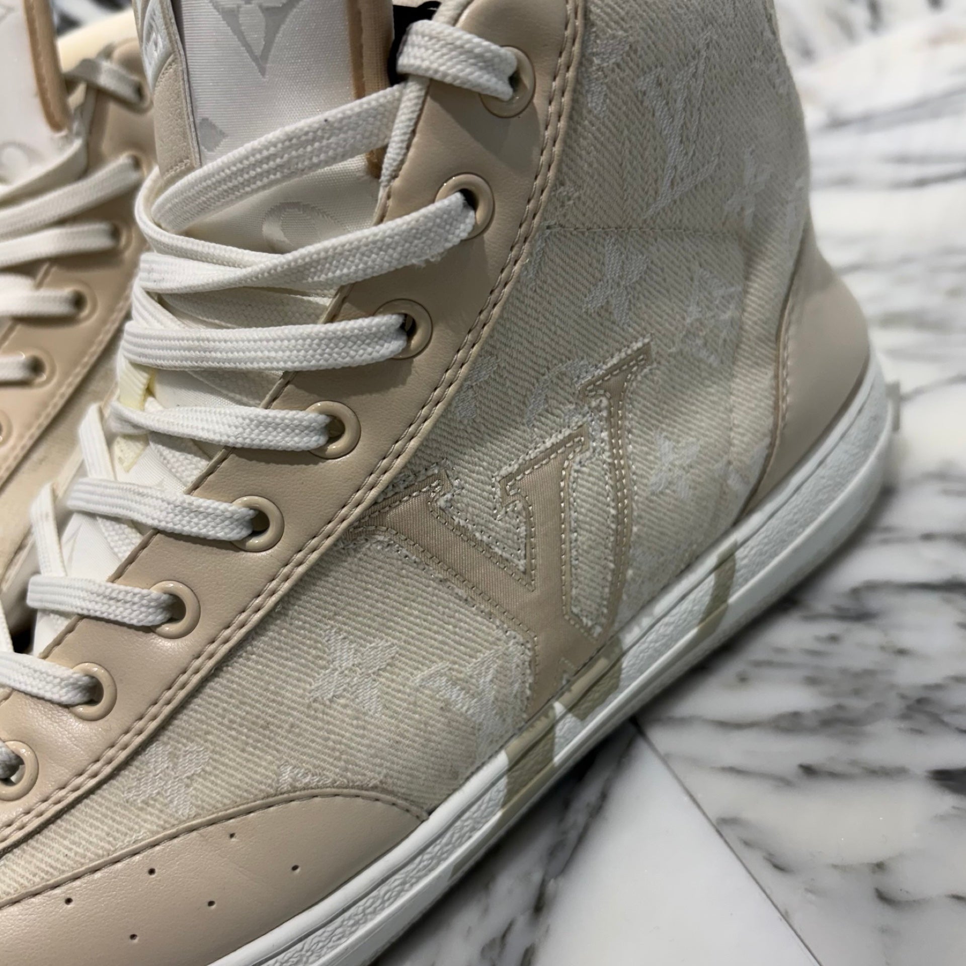 LOUIS VUITTON 2023SS Charlie Line Monogram Denim High Cut Sneakers 1AARCR Size 9(27.5cm) ルイヴィトン チャーリーライン モノグラム デニム ハイカットスニーカー サイズ9(27.5cm)