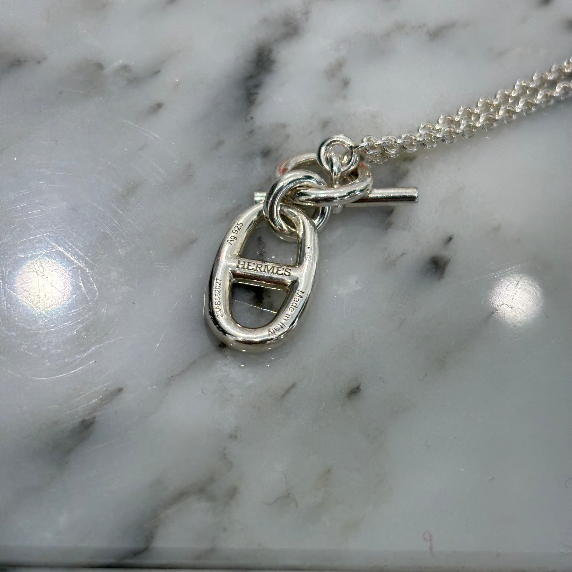 HERMES Chaine d'Ancre Amulet Silver Necklace エルメス