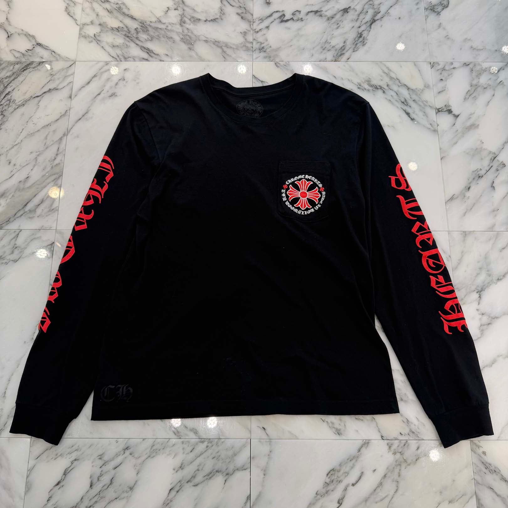 CHROME HEARTS Made In Hollywood Red CH Plus Long Sleeve Tee Size L クロムハーツ メイドインハリウッド CHプラス ロングスリーブTシャツ サイズL