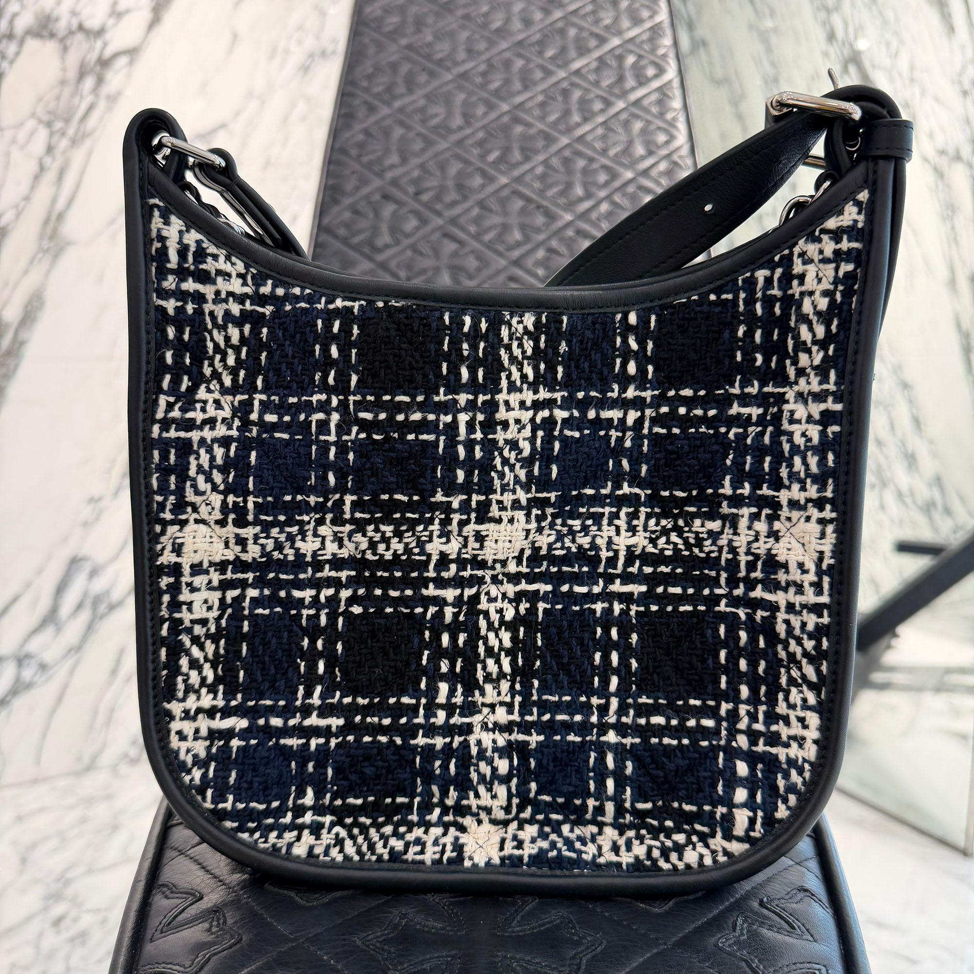 CHANEL Coco Mark Hobo Tweed Calfskin 2way Shoulder Bag シャネル ココマーク ホーボー ツイード カーフスキン 2WAY ショルダーバッグ