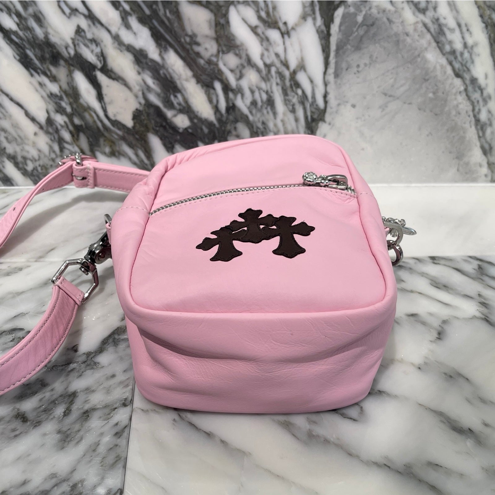 CHROME HEARTS TAKAMINI 3 Cemetery Cross Patch Leather Shoulder Bag クロムハーツ タカミニ 3セメタリークロスパッチ レザーショルダーバッグ