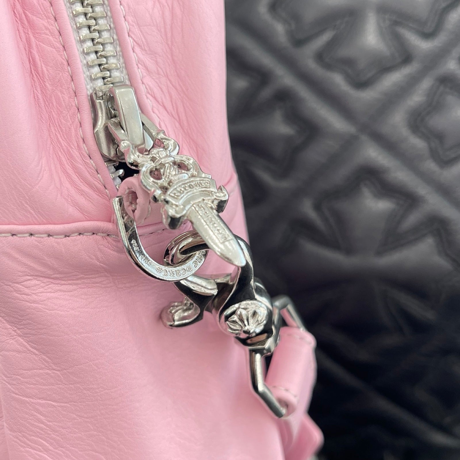 CHROME HEARTS TAKAMINI 3 Cemetery Cross Patch Leather