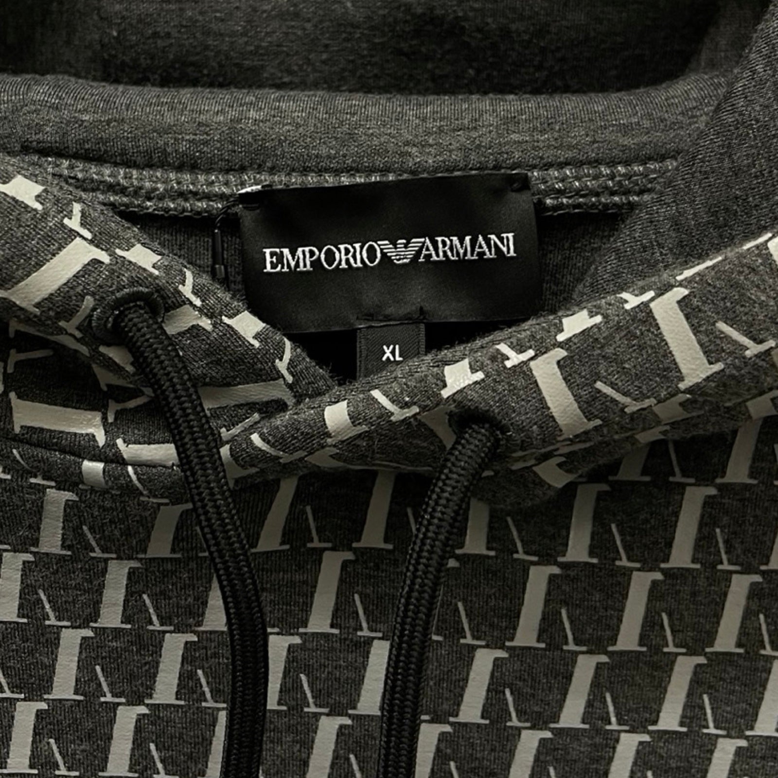 EMPORIO ARMANI 2022AW Monogram Logo Sweat Pullover Hoodie 3L1M6P 1JV9Z Size XL