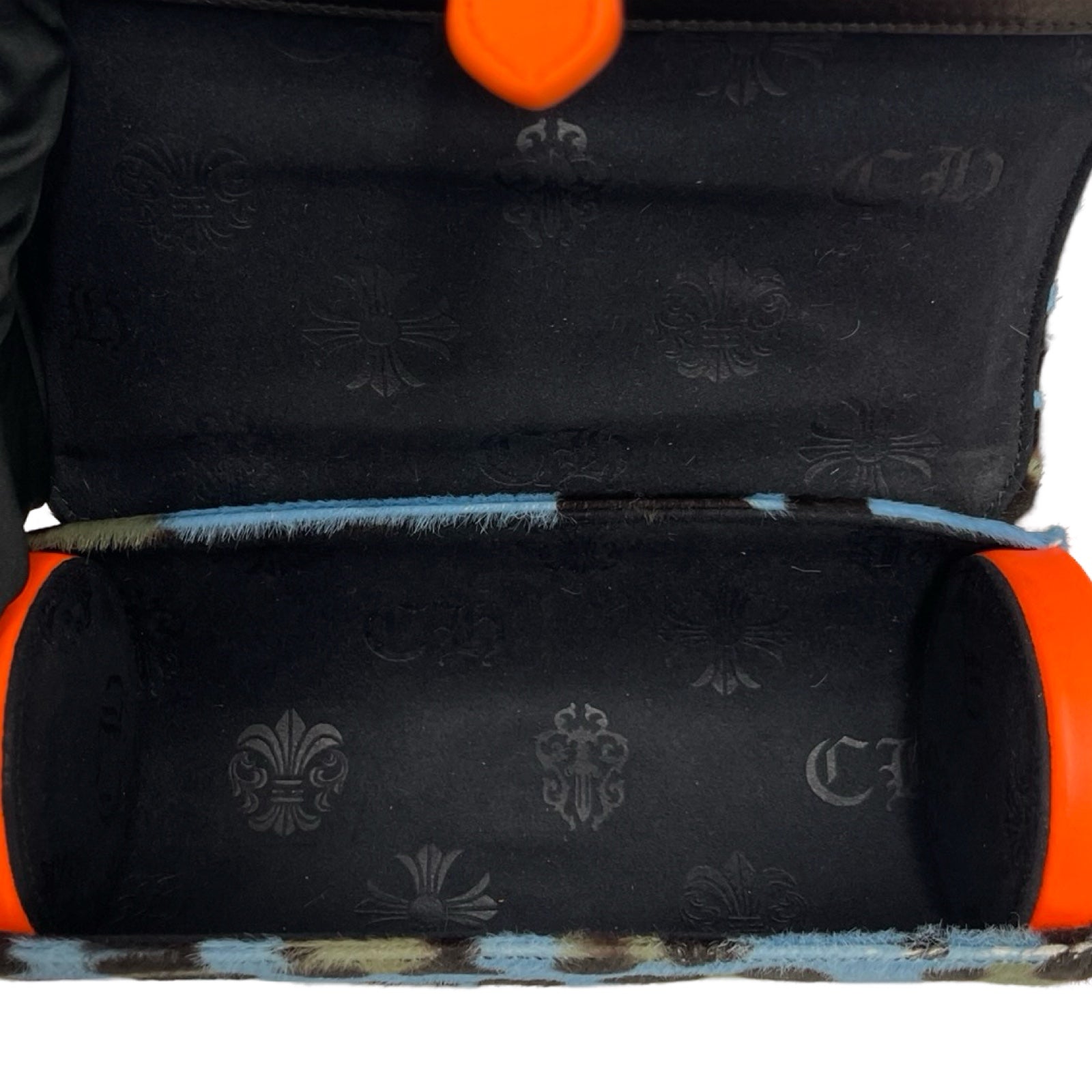 CHROME HEARTS 3 Cemetery Cross Patch Haraco Leather Accessory Case