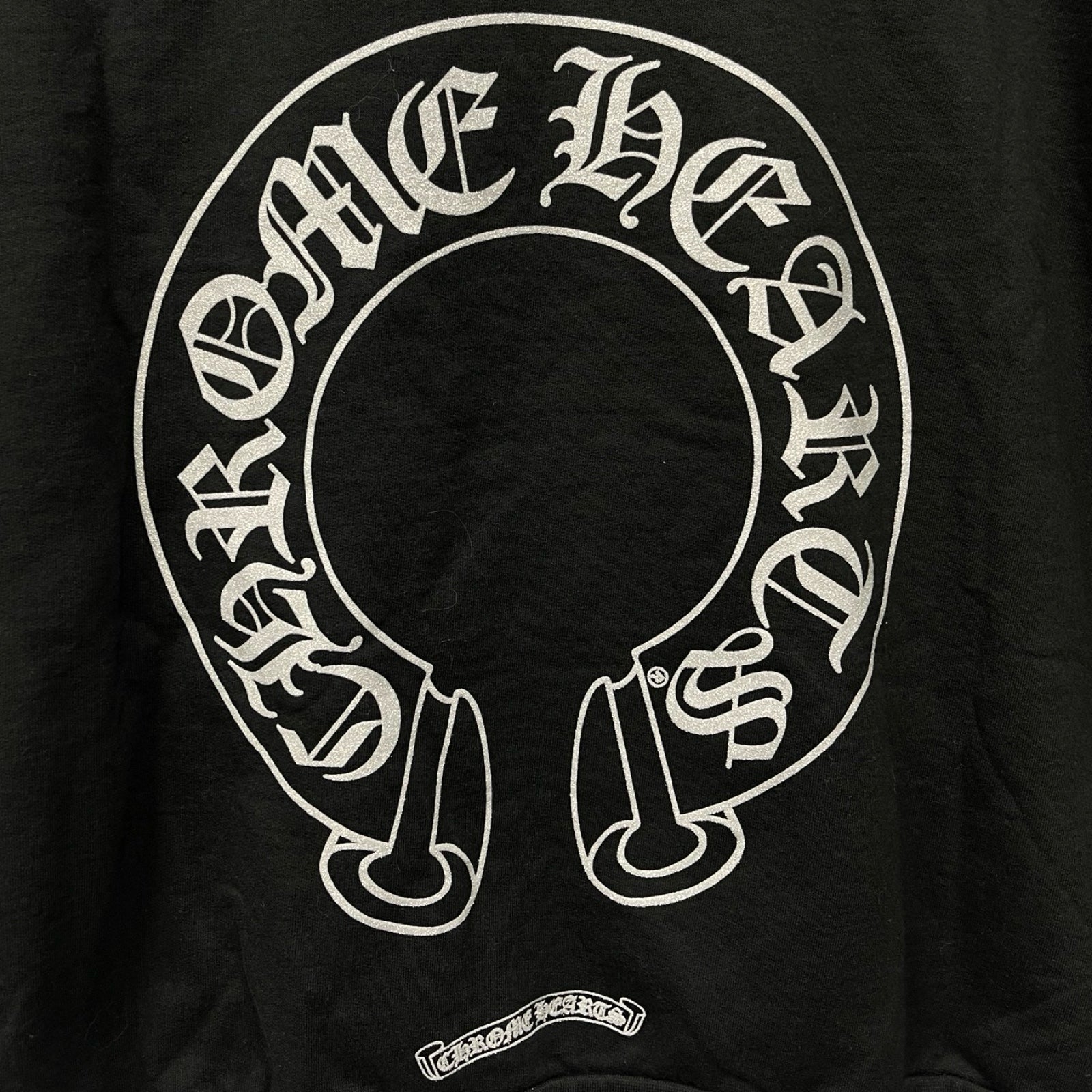 CHROME HEARTS 2024SS Silver Glitter Horseshoe Pullover Hoodie Size L