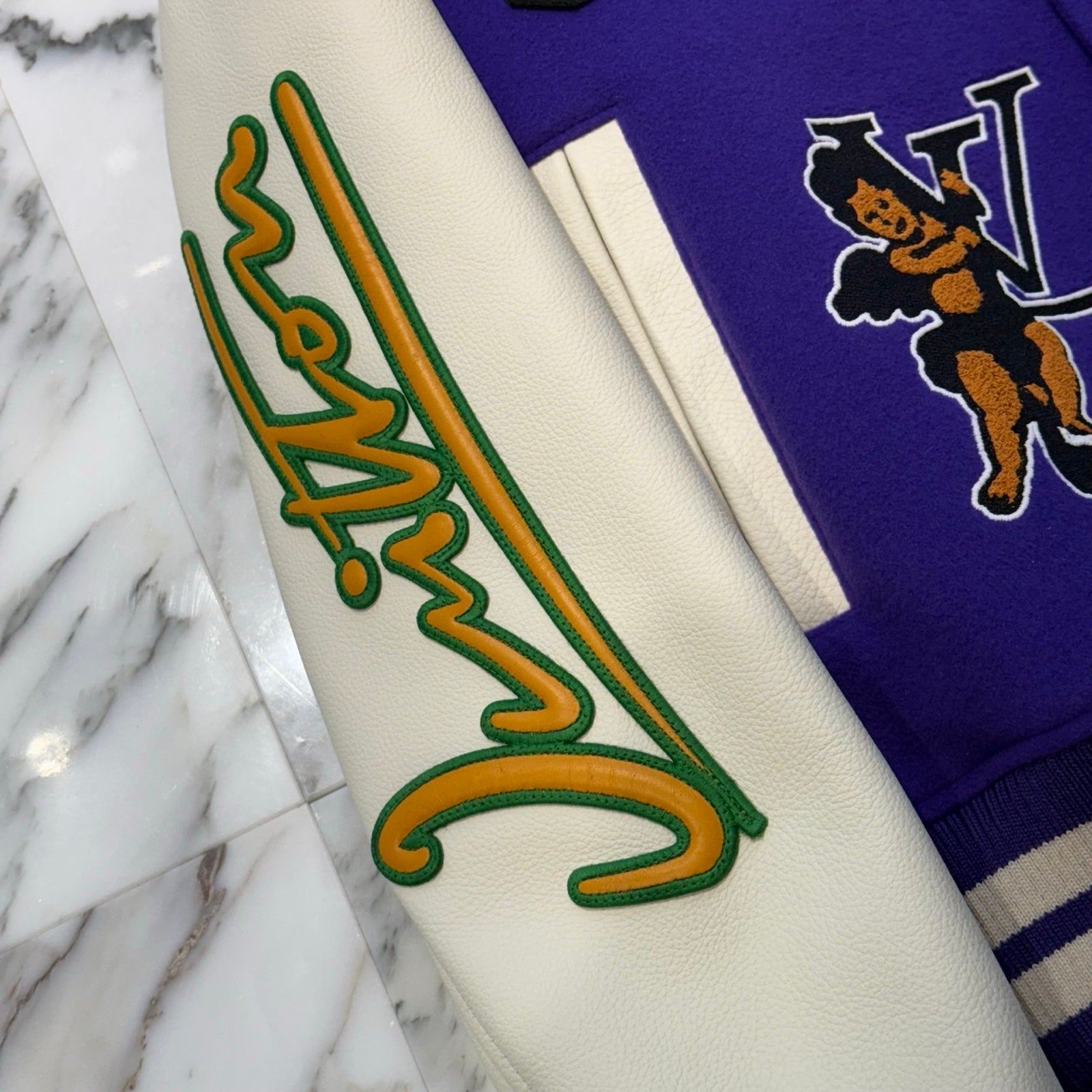 LOUIS VUITTON 2022AW Multi-Patches Mixed Leather Varsity Blouson 1AAGHZ Size 52 ルイヴィトン マルチパッチ ミックス レザー ヴァーシティー ブルゾン サイズ52